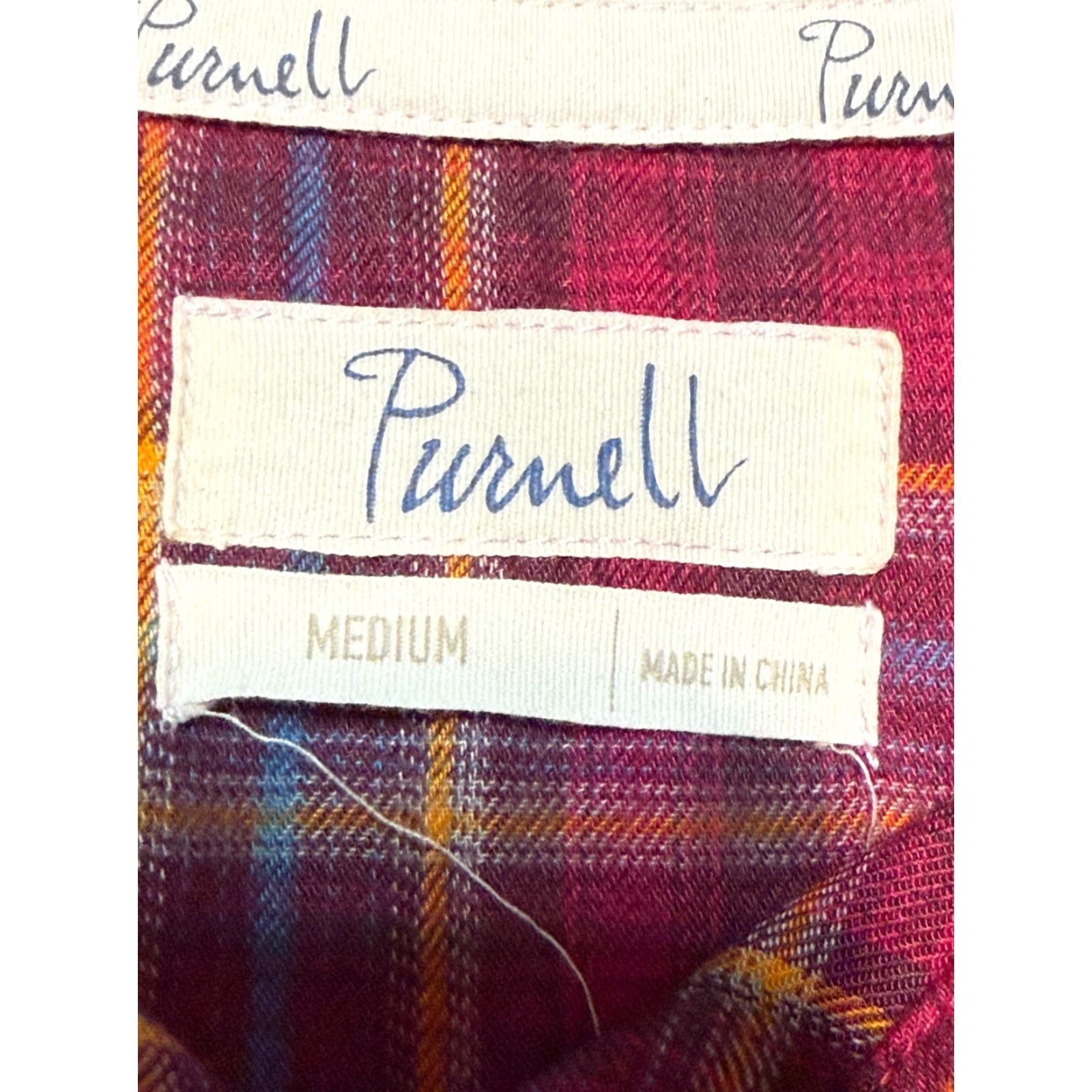Vintage Purnell Shirt Women's Medium Purple Orange Blue Plaid Long Sleeve Button Up Size M / US 6-8 / IT 42-44 - 5 Thumbnail