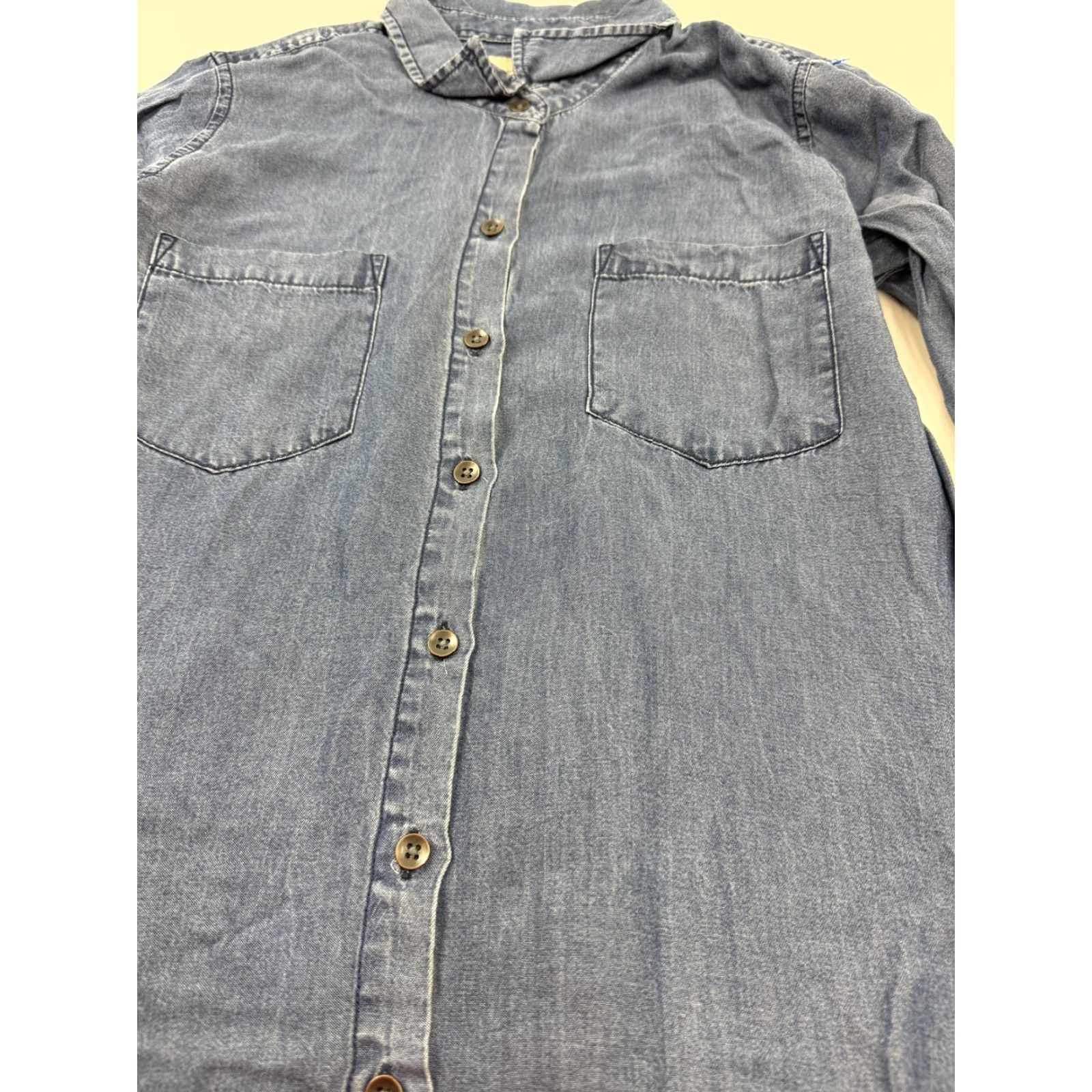 Vintage VINTAGE? No. Thread + Supply Dress Womens Small Blue Chambray Button Front Shirt Pockets Size S / US 4 / IT 40 - 3 Thumbnail