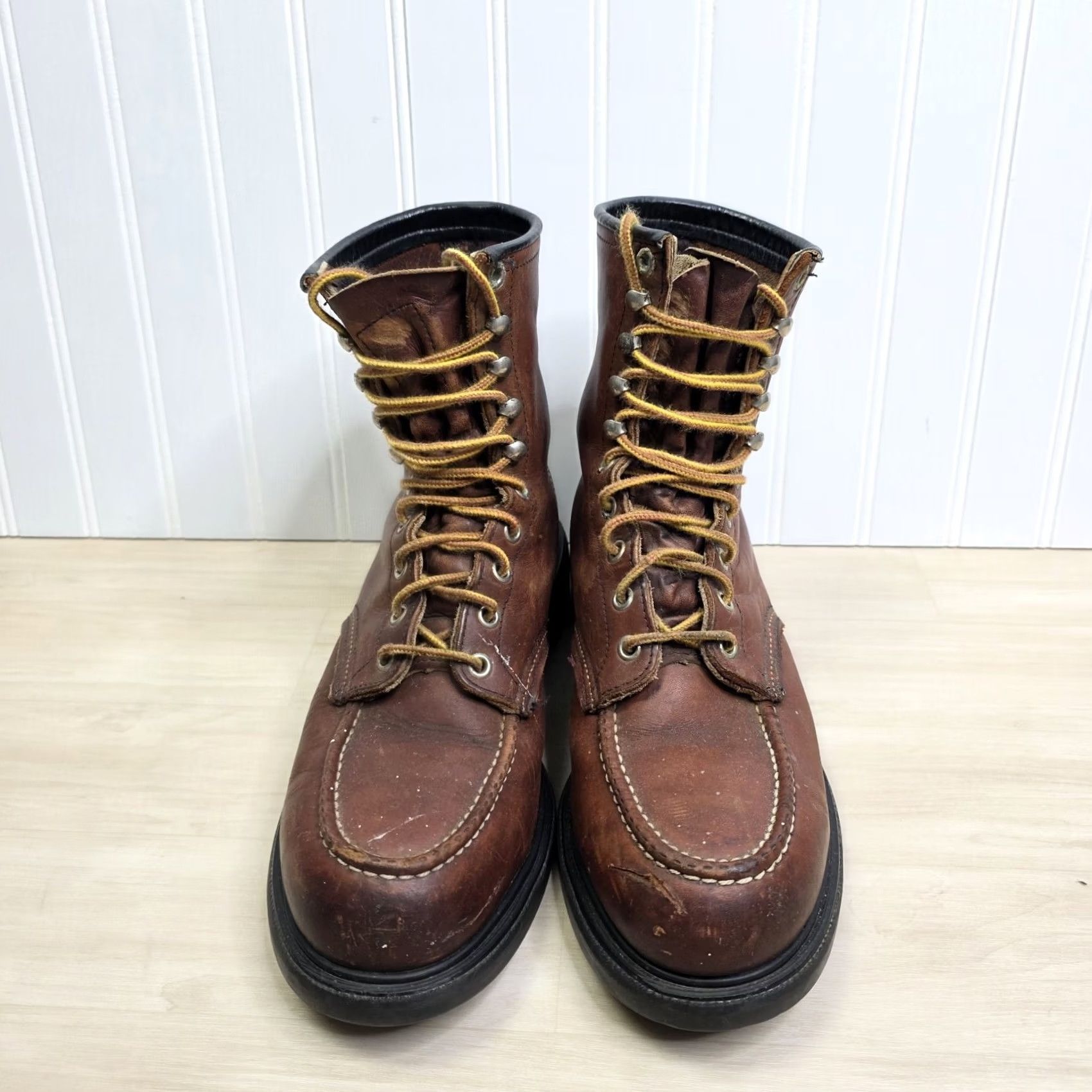 Vintage VINTAGE Red Wing 4440 Moc Toe Boots Brown Steel Toe Men's Size 9 E USA Size US 9 / EU 42 - 3 Thumbnail