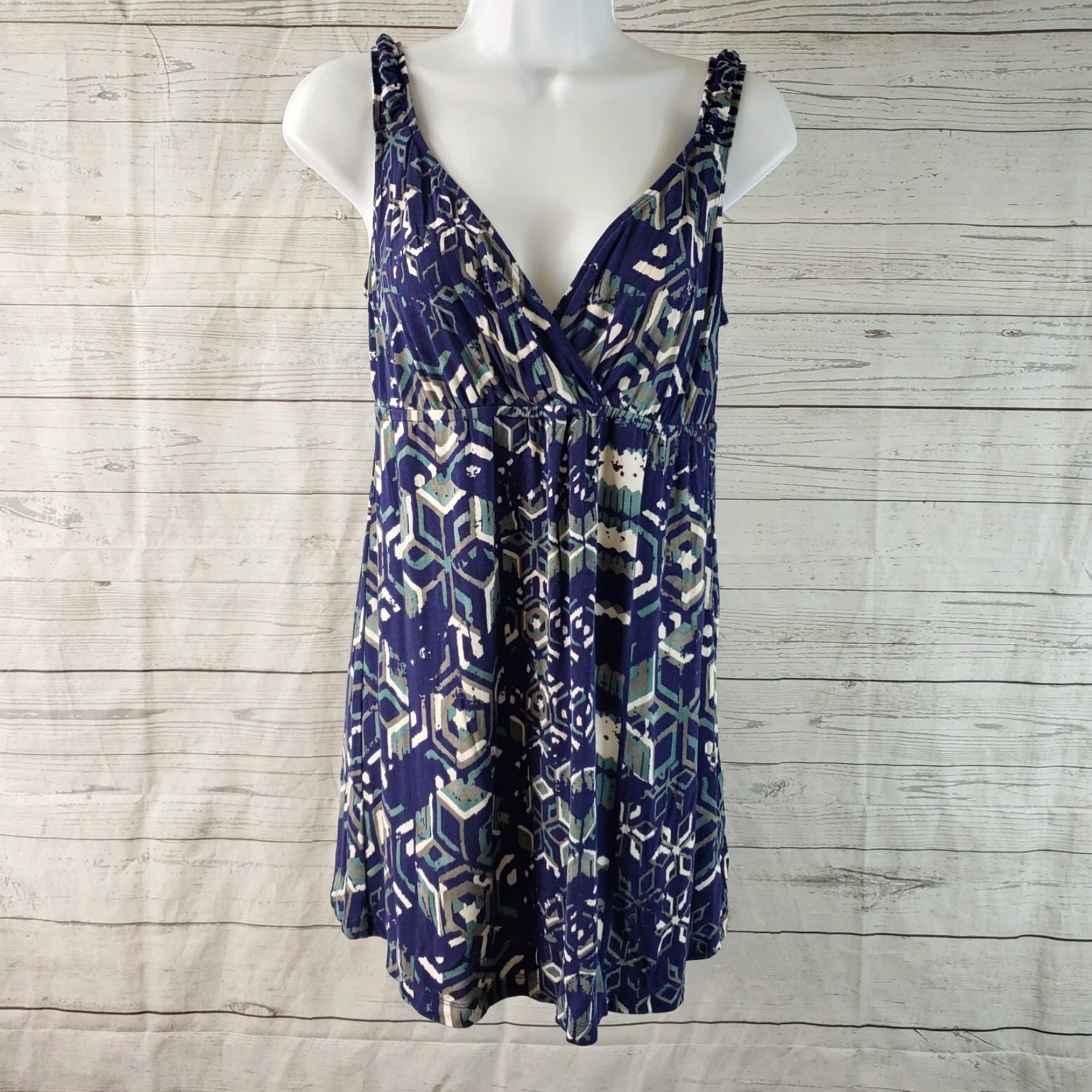 Vintage Cabi Tank Top Womens V-Neck Size S Gray Blue Sleeveless Shirt Womens 90s? Size S / US 4 / IT 40 - 2 Thumbnail