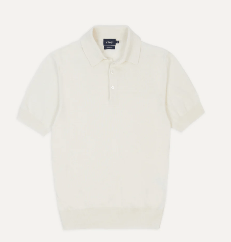 Drake's Blue Knitted Crepe Cotton Short-Sleeve Polo Shirt Size US M / EU 48-50 / 2 - 1 Thumbnail