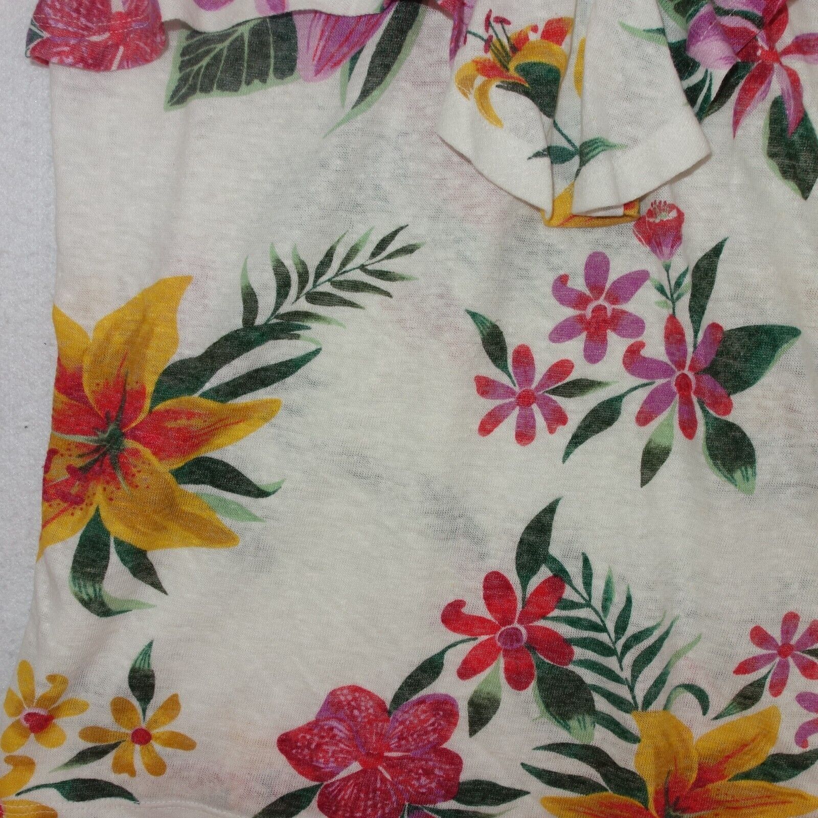 Old Navy Old Navy Tank Top White Crop Flowy Ruffle Strap Floral Size XS / US 0-2 / IT 36-38 - 3 Thumbnail