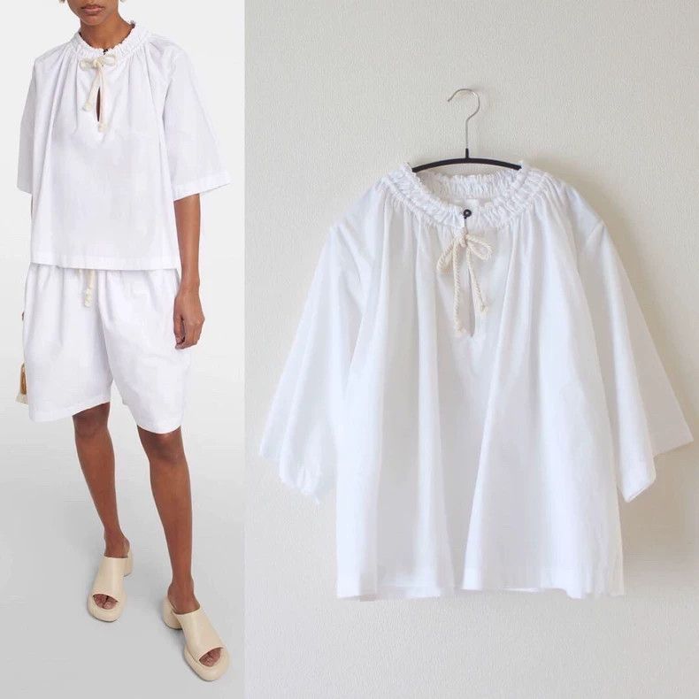 Jil Sander Jil Sander White pure cotton short-sleeved shirt Size 4XL / US 24-26 - 1 Thumbnail
