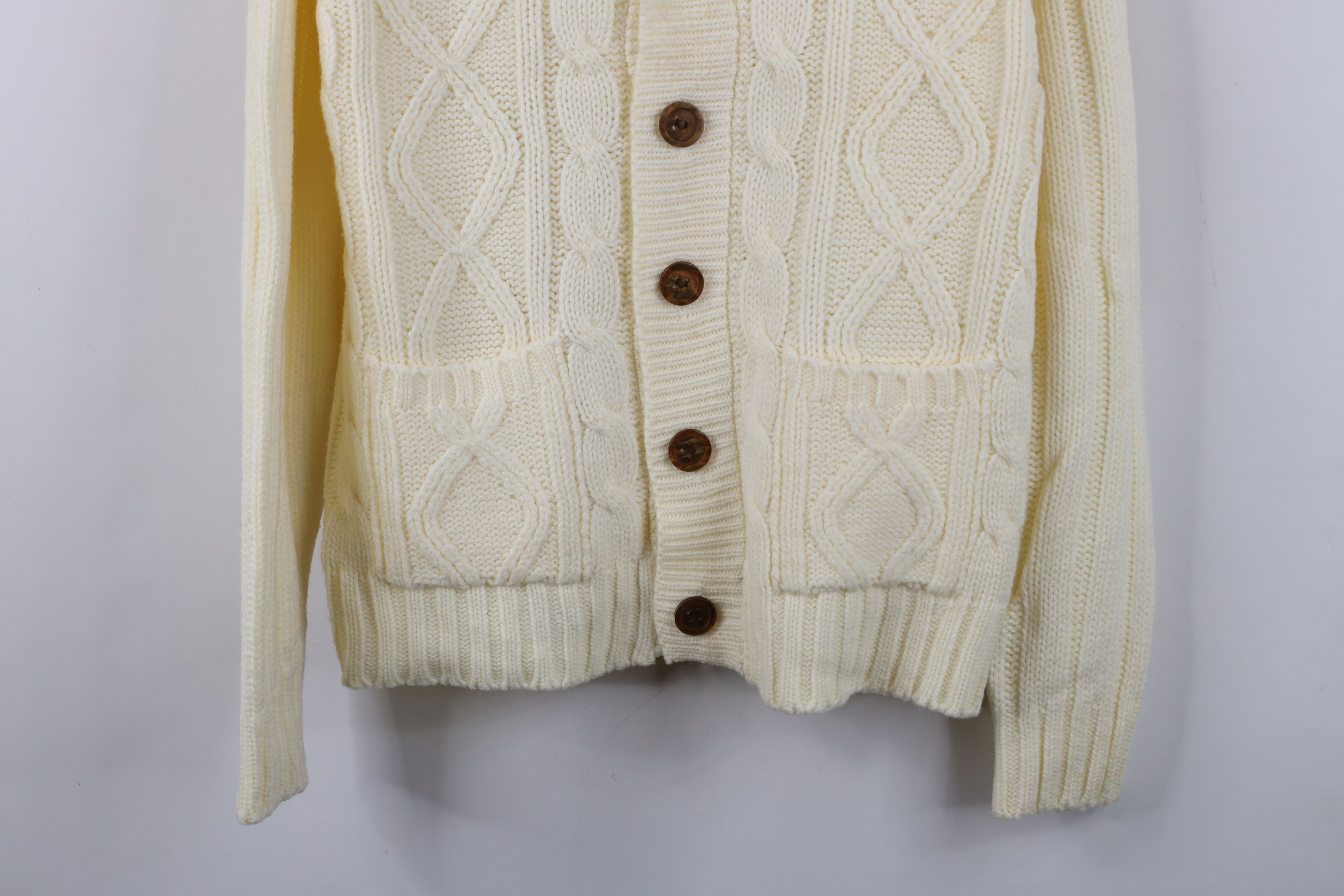Vintage Vintage 70s Streetwear Cable Knit Shawl Cardigan Sweater Size US L / EU 52-54 / 3 - 3 Thumbnail