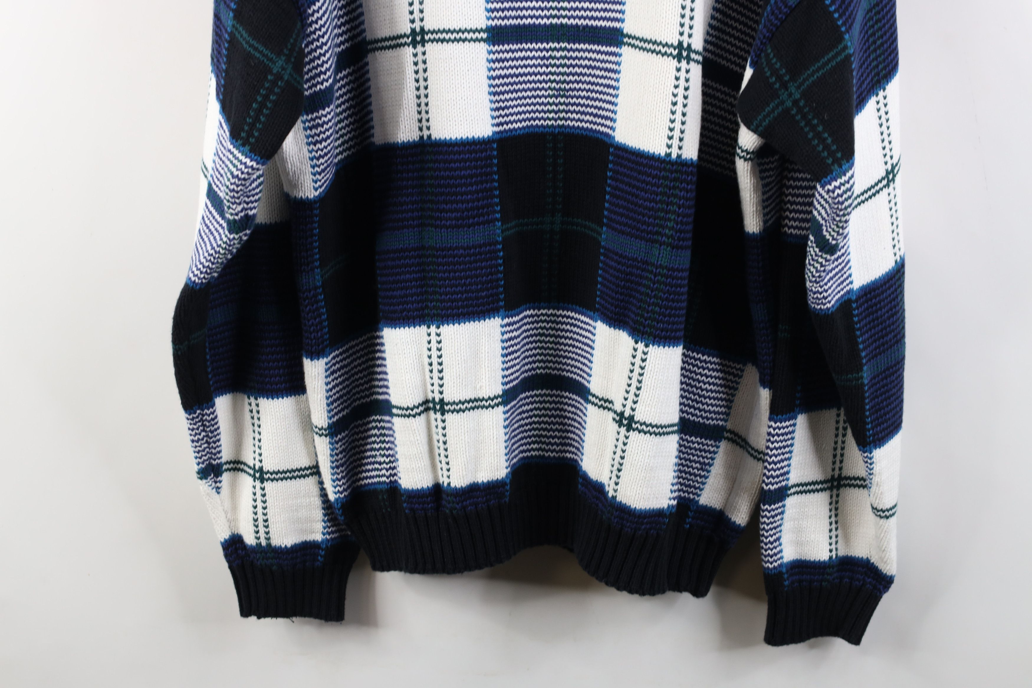 Vintage Vintage 90s Streetwear Heavy Cotton Knit Sweater Plaid Size US XL / EU 56 / 4 - 13 Thumbnail