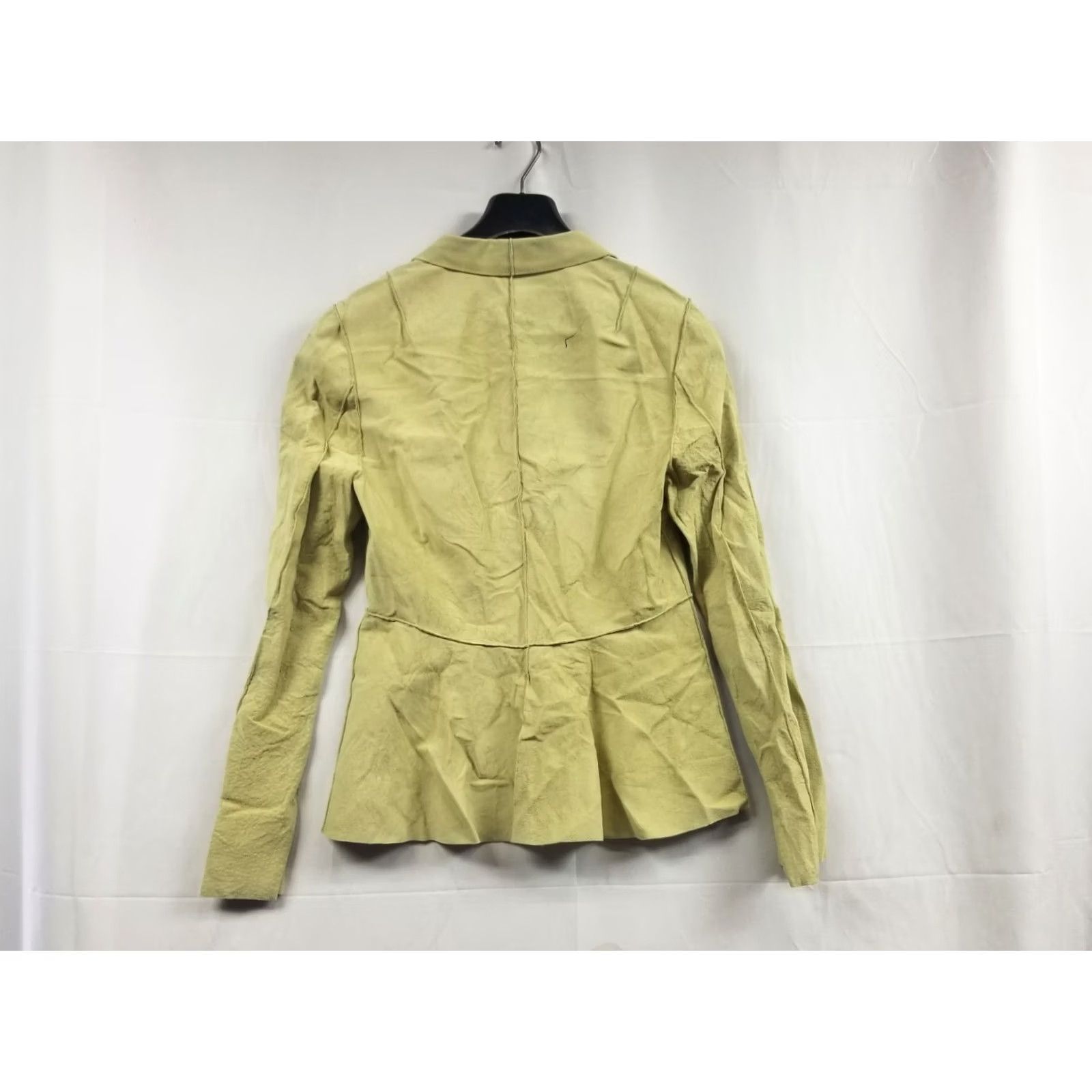Vintage Rozae Nichols Jacket Women L Yellow Leather Button Up Mid-Length USA Made Zig Zag Exposed Stitching Size L / US 10 / IT 46 - 2 Thumbnail