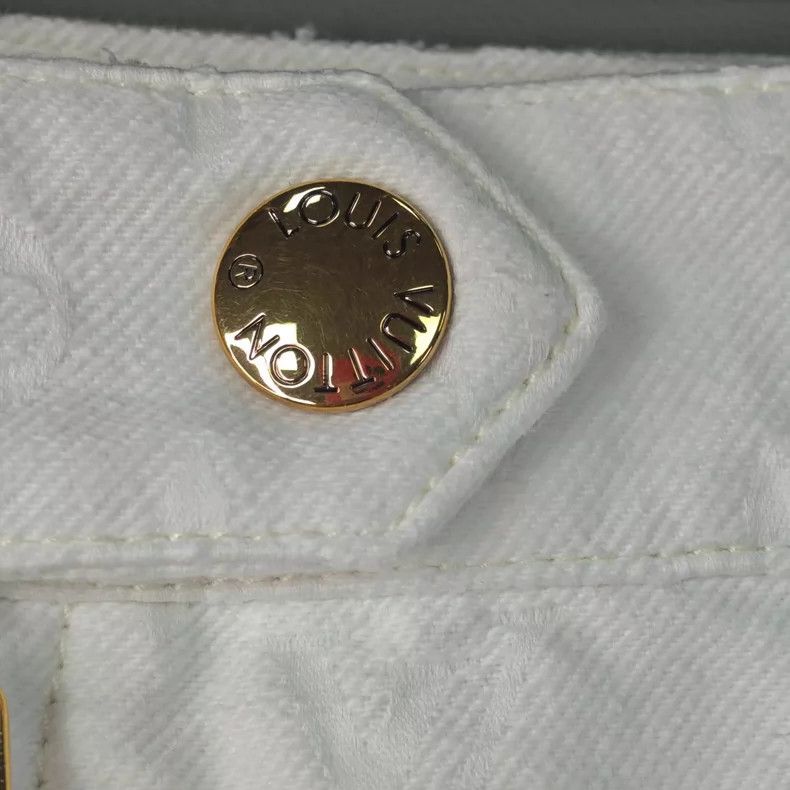 Louis Vuitton Louis Vuitton White Full Logo Zipper Leather Label Pants 25 Size US 40 / EU 56 - 6 Thumbnail
