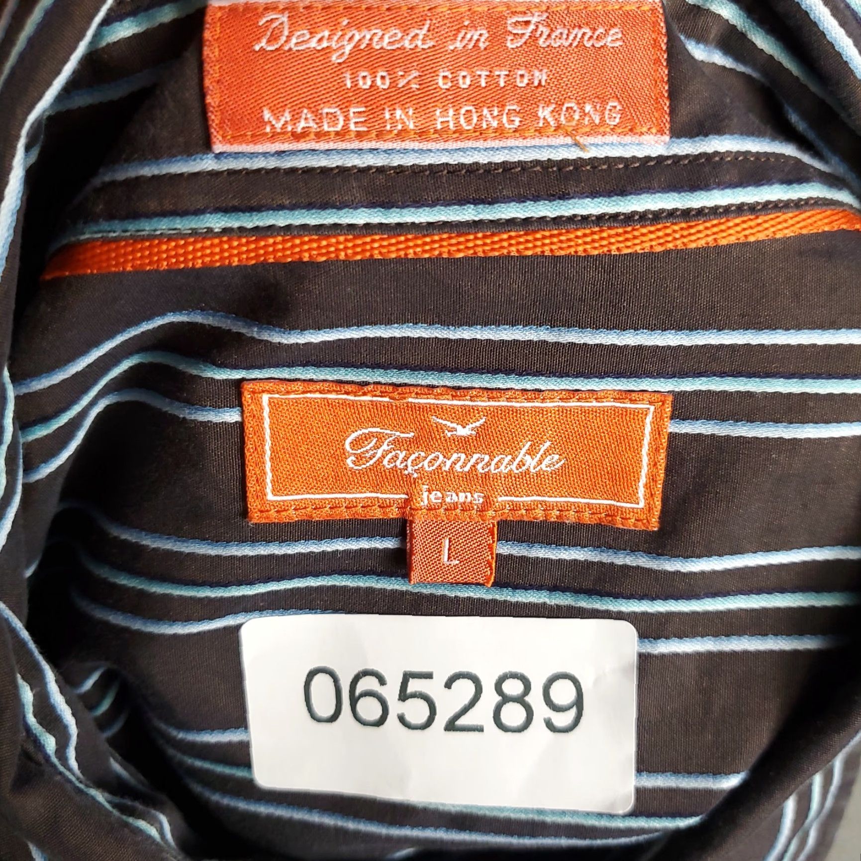 Faconnable Façonnable Shirt Mens L Brown Blue Striped Button-Up Long Sleeve Casual Business Size US L / EU 52-54 / 3 - 8 Thumbnail
