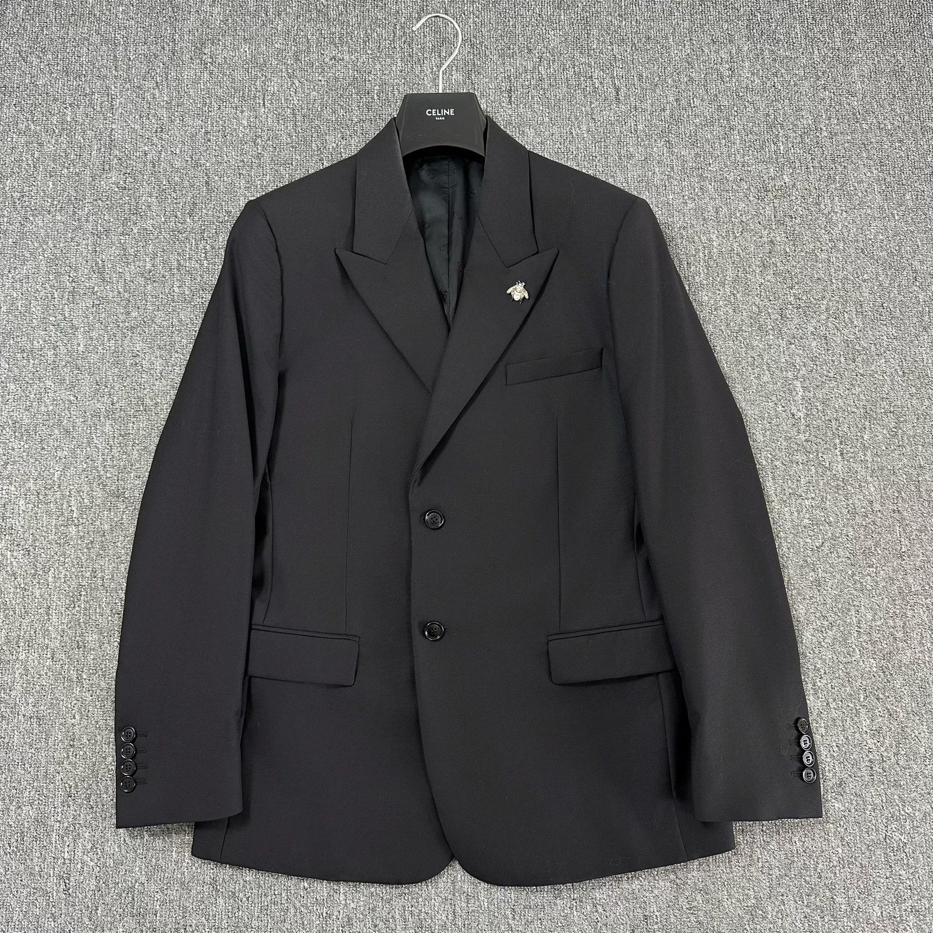 Dior Dior Black Peak Lapel Rhinestone Bee Suit Size US S / EU 44-46 / 1 - 1 Thumbnail