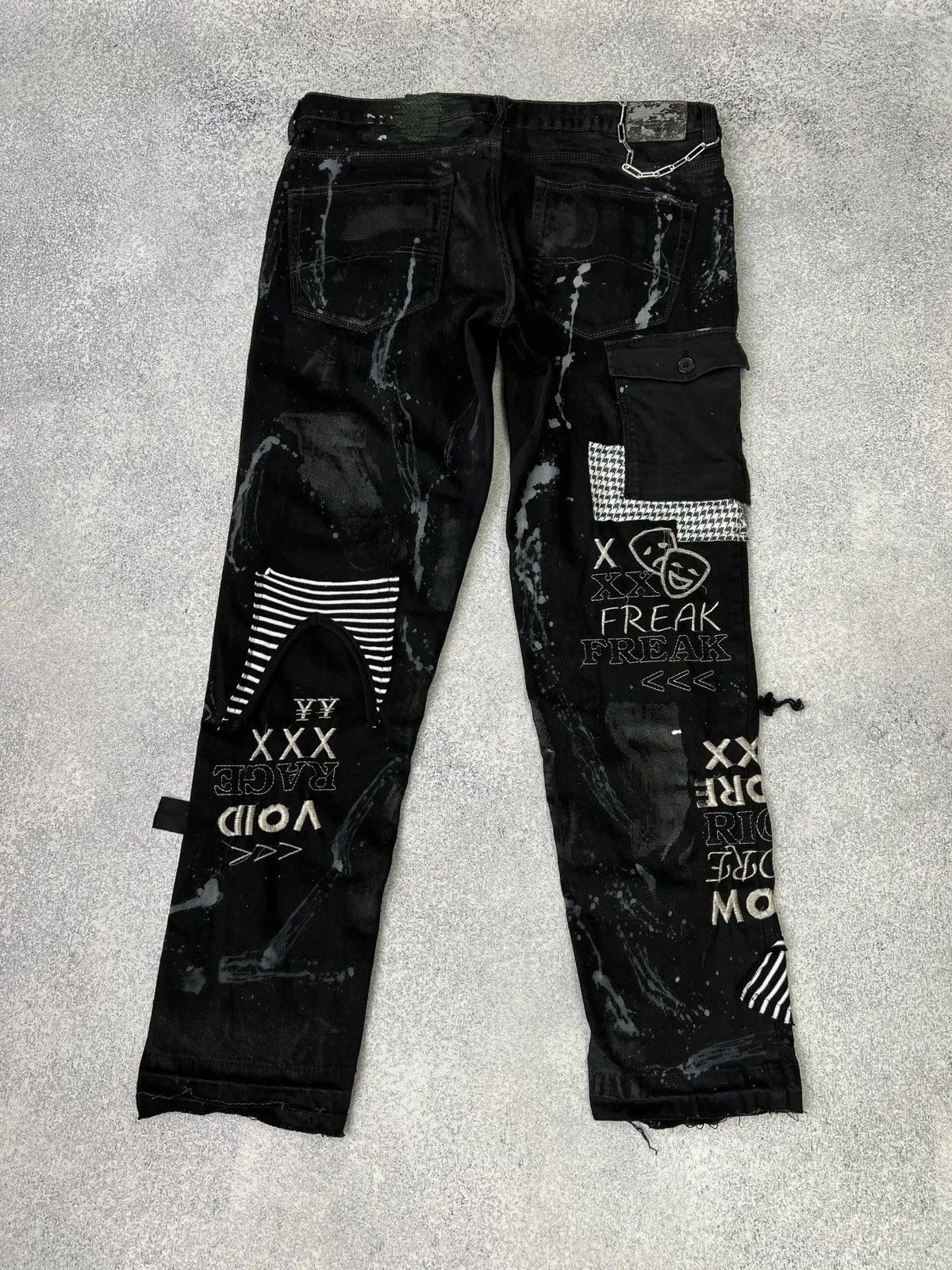 Japanese Brand × Vintage Vintage punk rock goth emo metal dark ripped crazy jeans Size US 40 / EU 56 - 18 Thumbnail