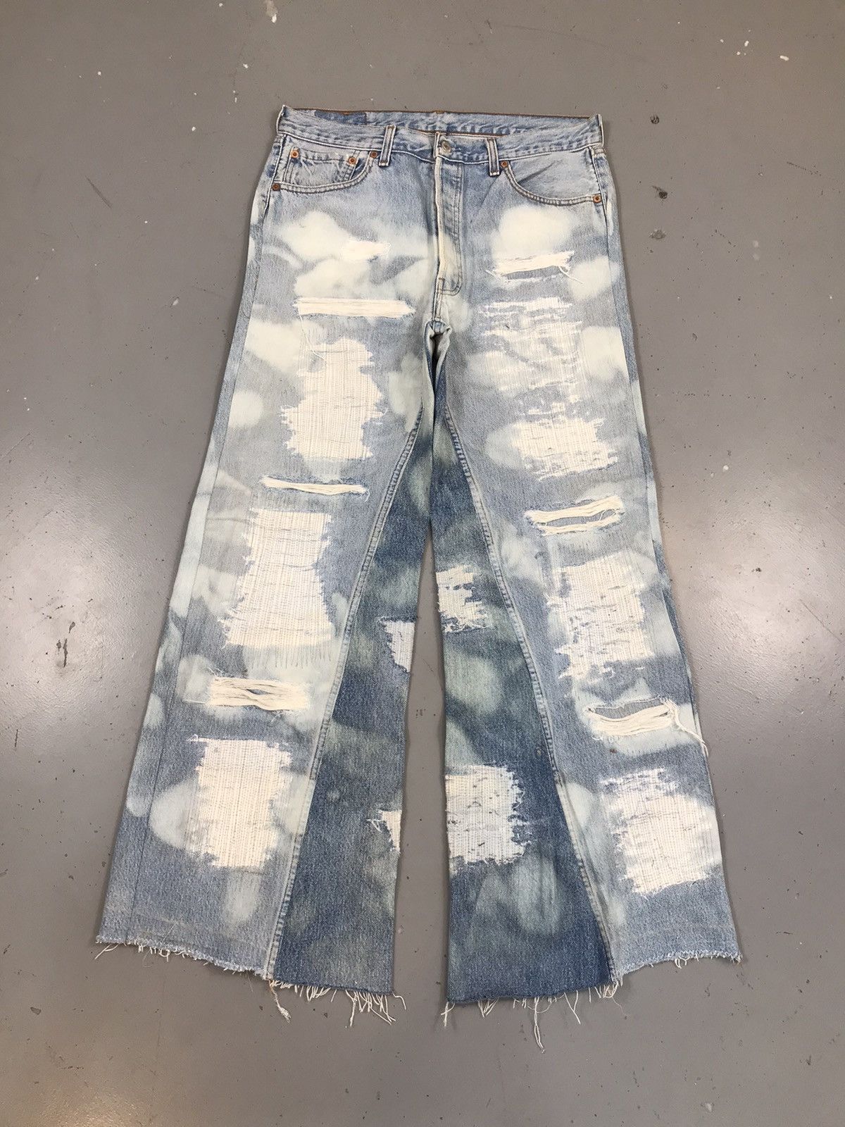 Levi's × Vintage Vintage Levi’s custom Distressed acid wash flared denim Size US 34 / EU 50 - 1 Thumbnail