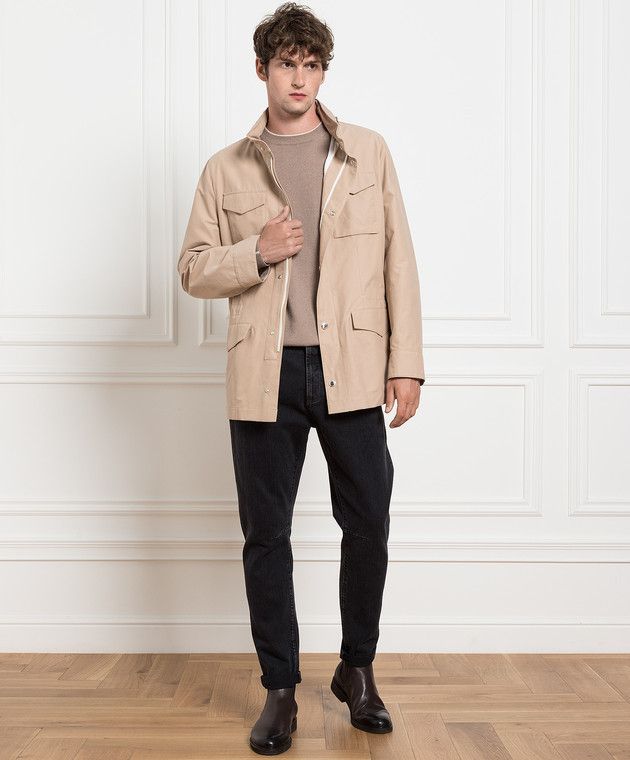 Brunello Cucinelli o1w1db10125 Jacket in Beige Size US L / EU 52-54 / 3 - 2 Thumbnail