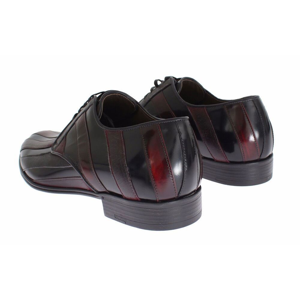 Dolce & Gabbana Dolce & Gabbana Elegant Black Bordeaux Striped Leather Dress Size US 6 / EU 39 - 5 Thumbnail