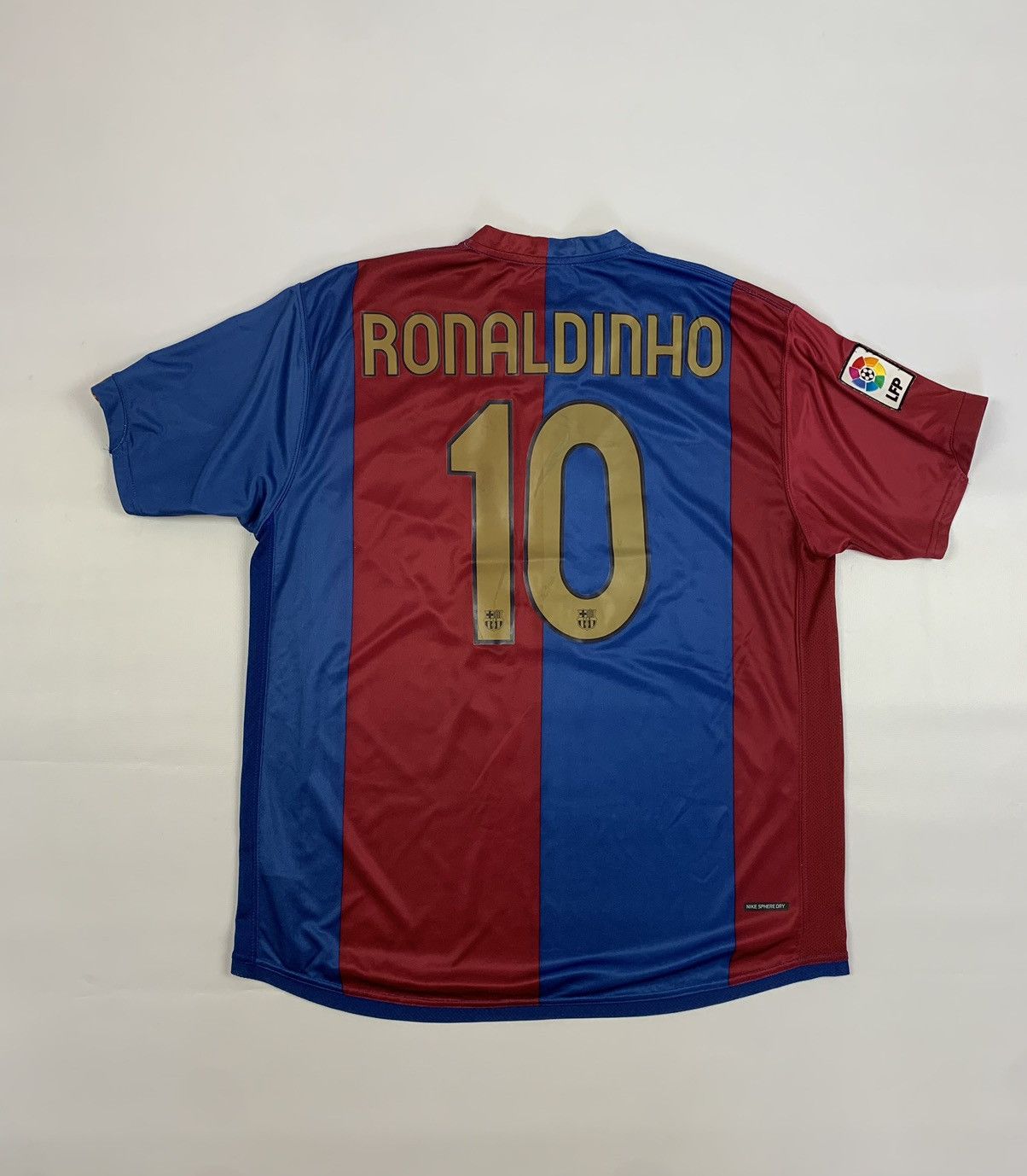 Pre-owned F C Barcelona X Soccer Jersey Vintage Nike Fc Barcelona Ronaldinho Soccer Jersey 10 In Blue/red