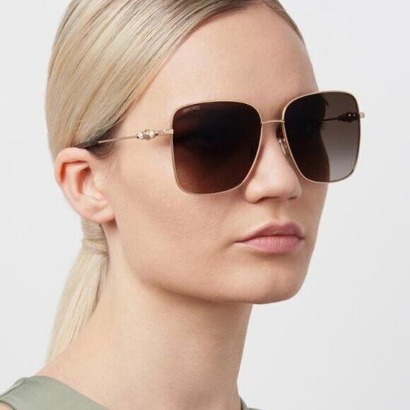Jimmy Choo Jimmy Choo HESTER/S 02M2 9O Sunglasses Black Gold Square Size ONE SIZE - 2 Thumbnail