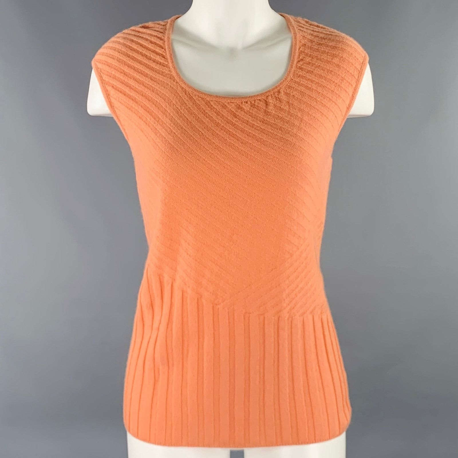 Other ST. JOHN Size S Orange Ribbed Sleeveless Casual Top Size S / US 4 / IT 40 - 1 Thumbnail