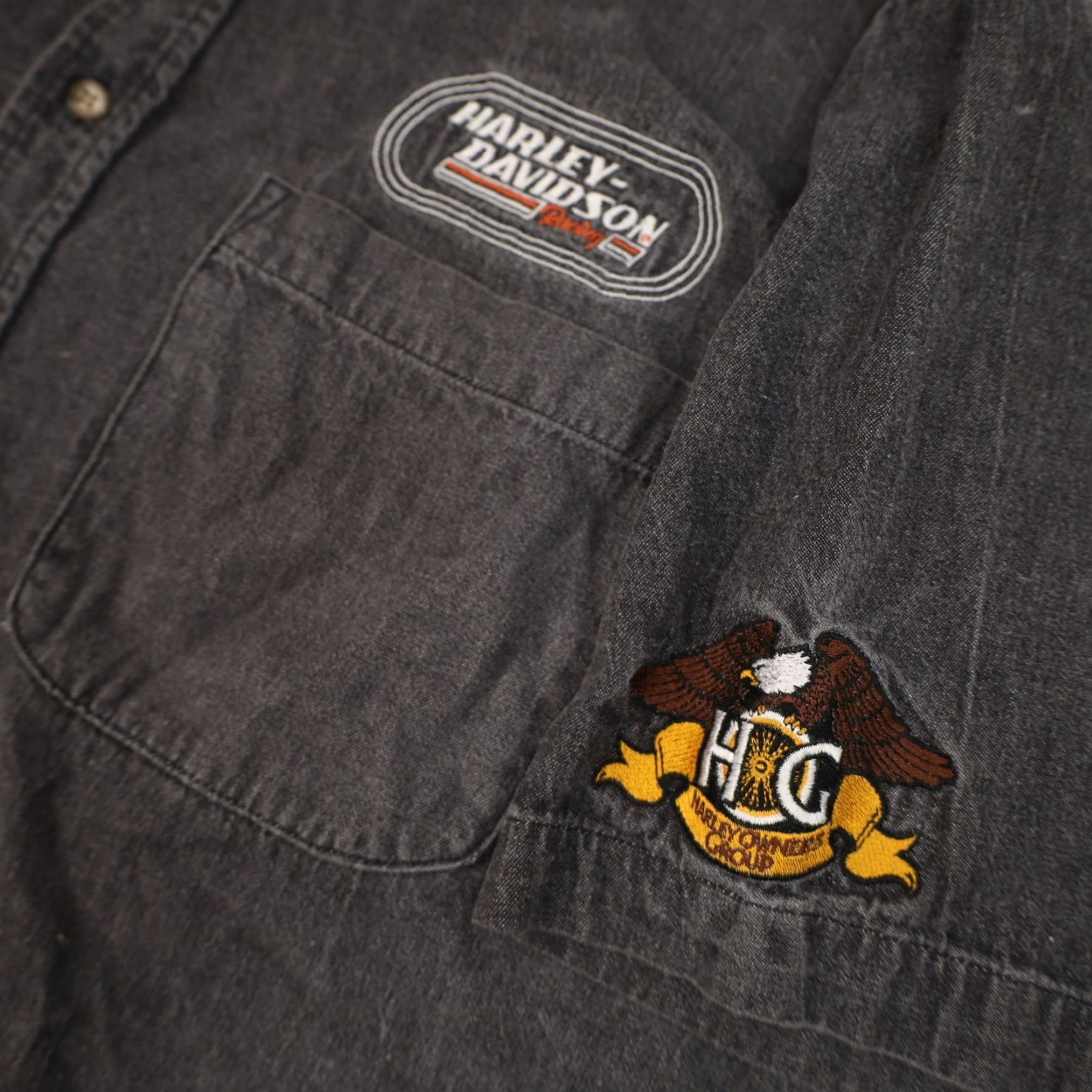Harley Davidson VINTAGE Harley-Davidson Racing Embroidered Spellout Button Down Shirt Men XL Gray Shirt Mens XL Button-Up Size US XL / EU 56 / 4 - 6 Thumbnail