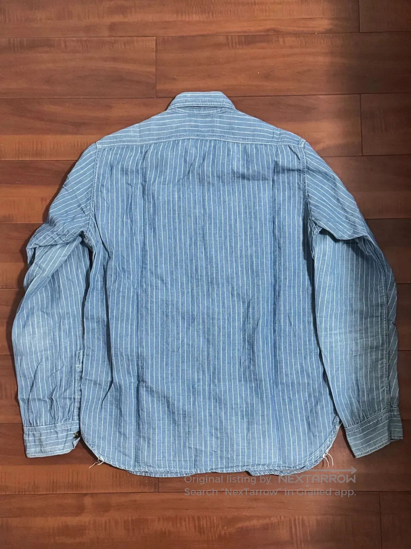Freewheelers Blue Striped Denim Button. Size US M / EU 48-50 / 2 - 2 Thumbnail