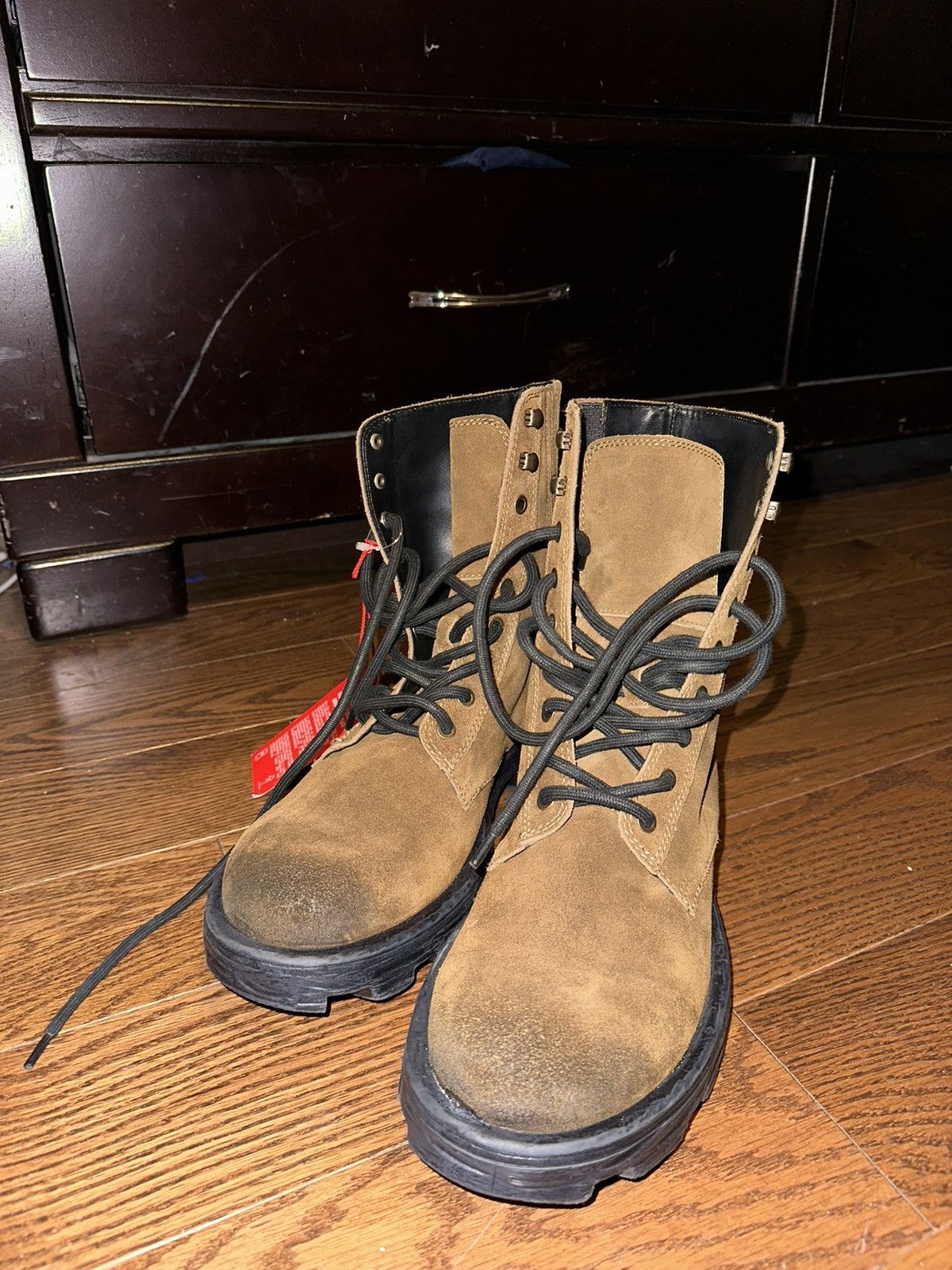 Diesel DIESEL D-HAMMER BT Combat Boots - Walnut Brown Oiled Suede Size US 10.5 / EU 43-44 - 7 Thumbnail