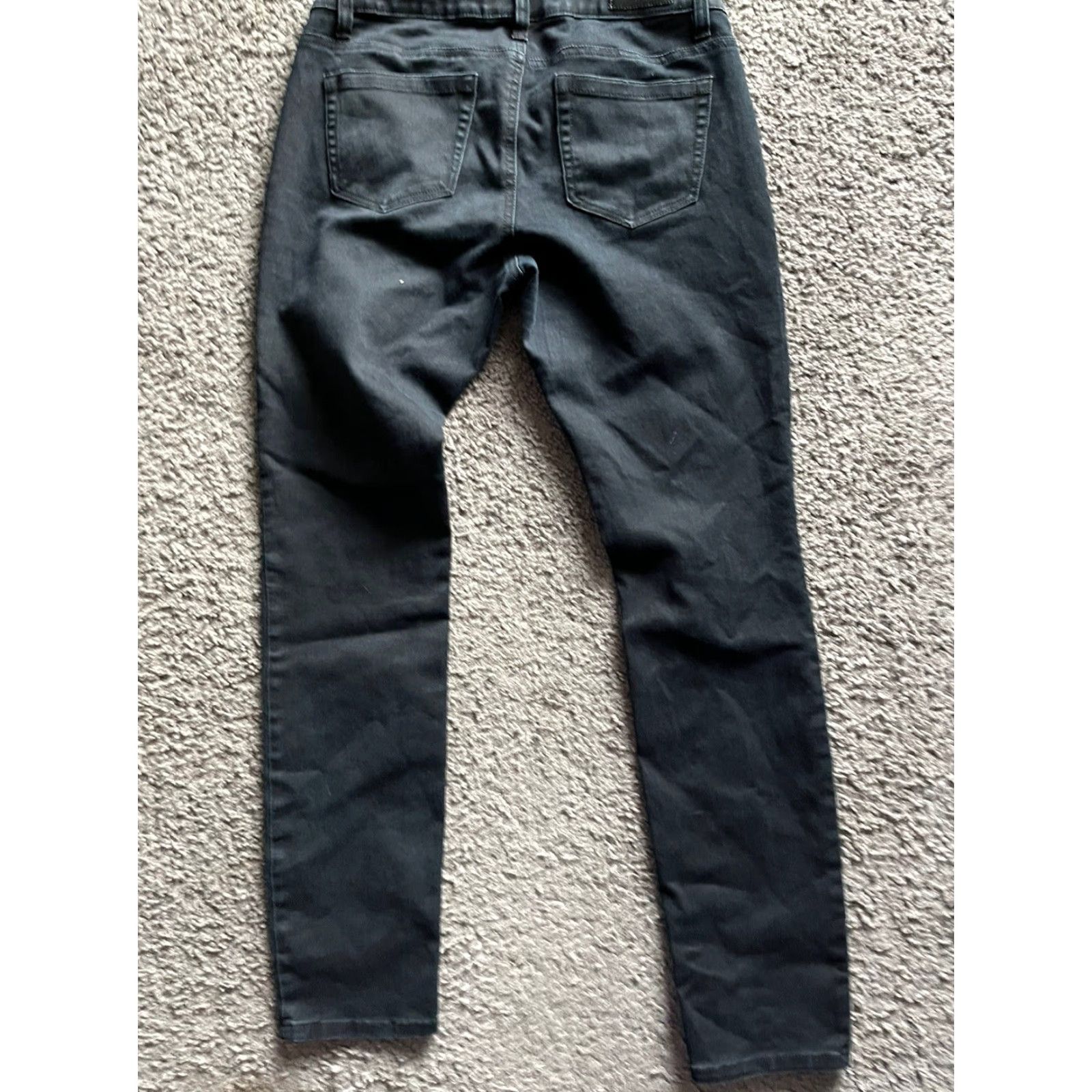 Vintage Kenneth Cole Reaction Jeans Skinny Womens Size 6 Dark Black Denim Cotton Blend Button Inseam 27 Distressed Mid Rise 8.5-10.5 In. Size 28" / US 6 / IT 42 - 3 Thumbnail