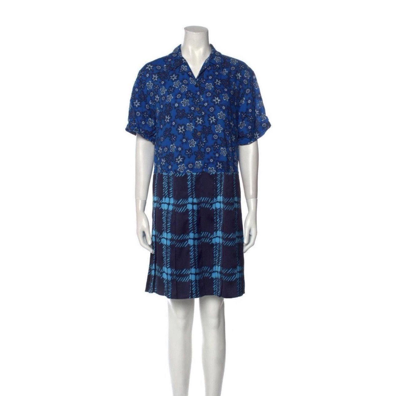 Marni × Uniqlo MARNI x Uniqlo Short Sleeve Floral Top V-Neck Blue Dress Size XS / US 0-2 / IT 36-38 - 7 Thumbnail