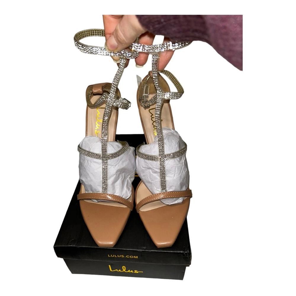Lulus Lulus NIB Damsia Light Nude Rhinestone Ankle Strap Heels 6.5 Size US 6.5 / IT 36.5 - 4 Thumbnail