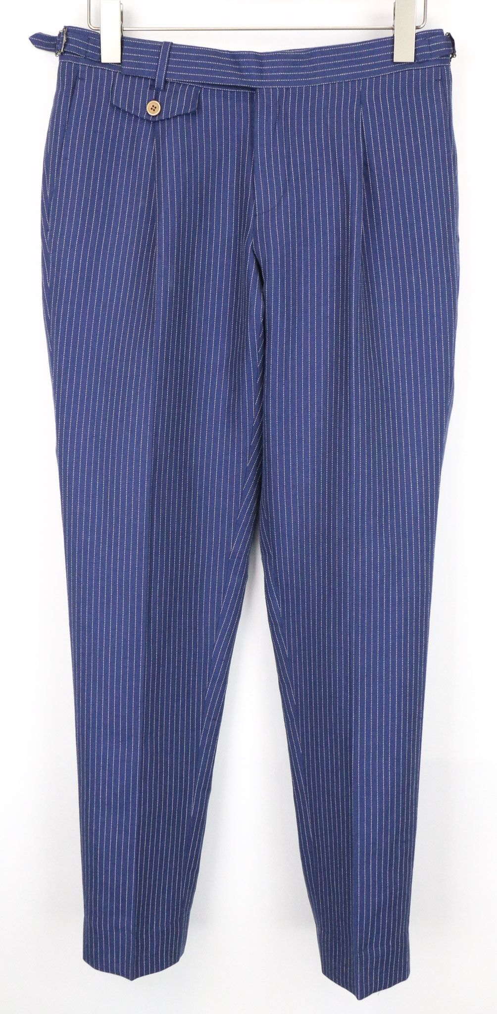 Suitsupply BRENTWOOD UK38R Blue Linen Blend Pleated Trousers 74730 Size 38R - 1 Thumbnail