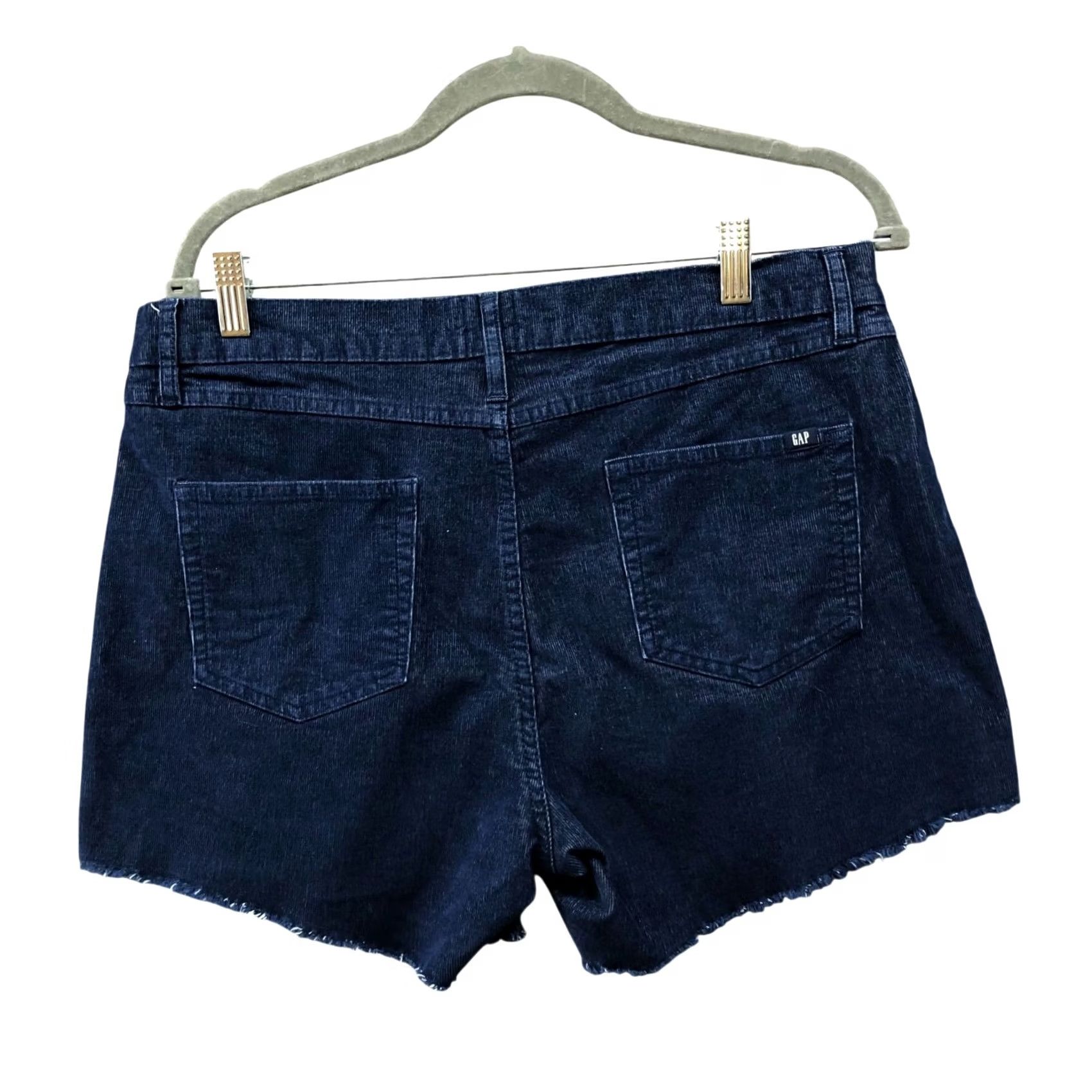 Gap Gap Corduroy Shorts Womens 10 Blue Cutoff Frayed Stretch Dark Blue 10'' Rise Size 32" / US 10 / IT 46 - 2 Thumbnail