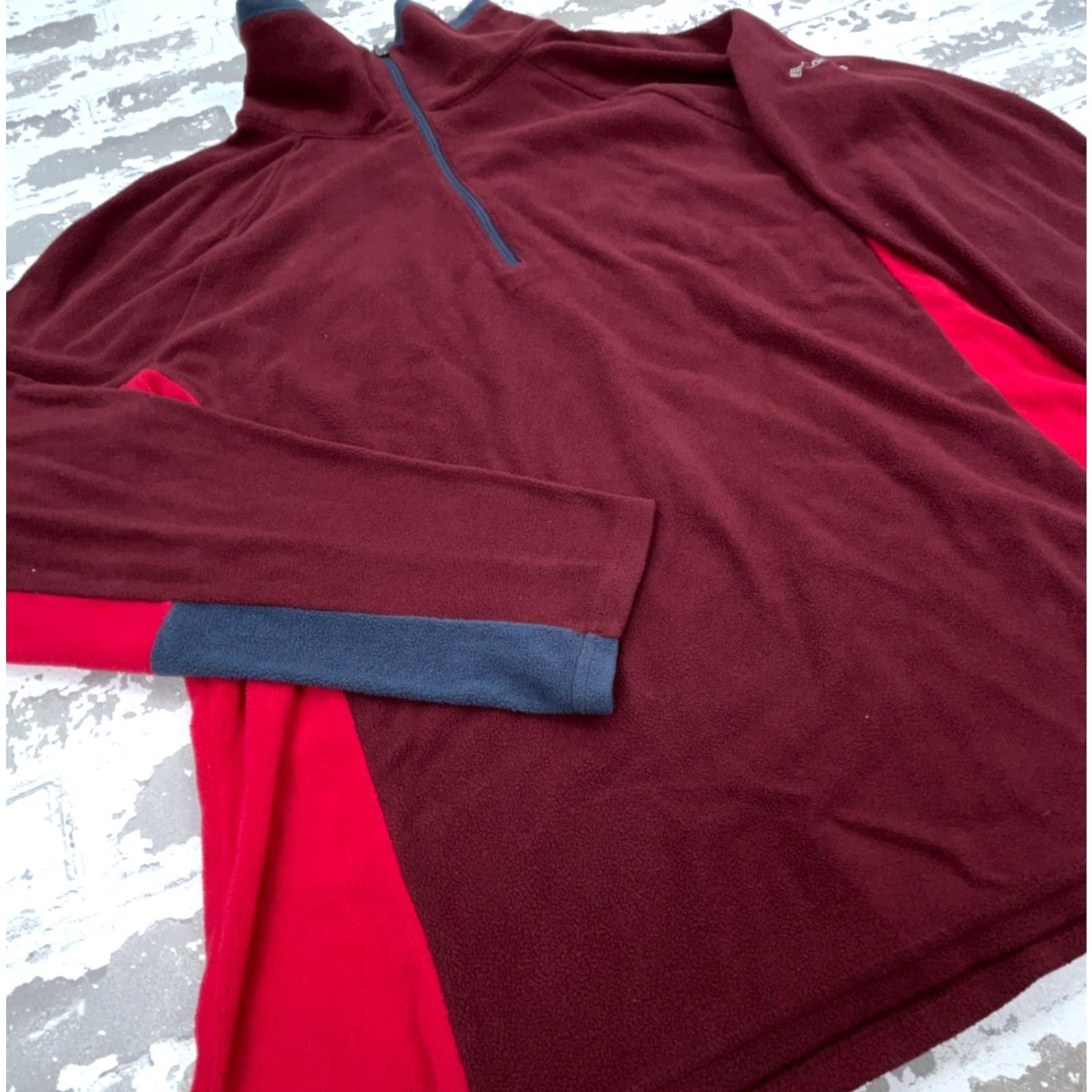 Pinko Columbia Sweater Women XL Maroon Pink Pullover 1/4 Zip Fleece Jacket Raglan Sleeve Mock Neck Size XL / US 12-14 / IT 48-50 - 3 Thumbnail