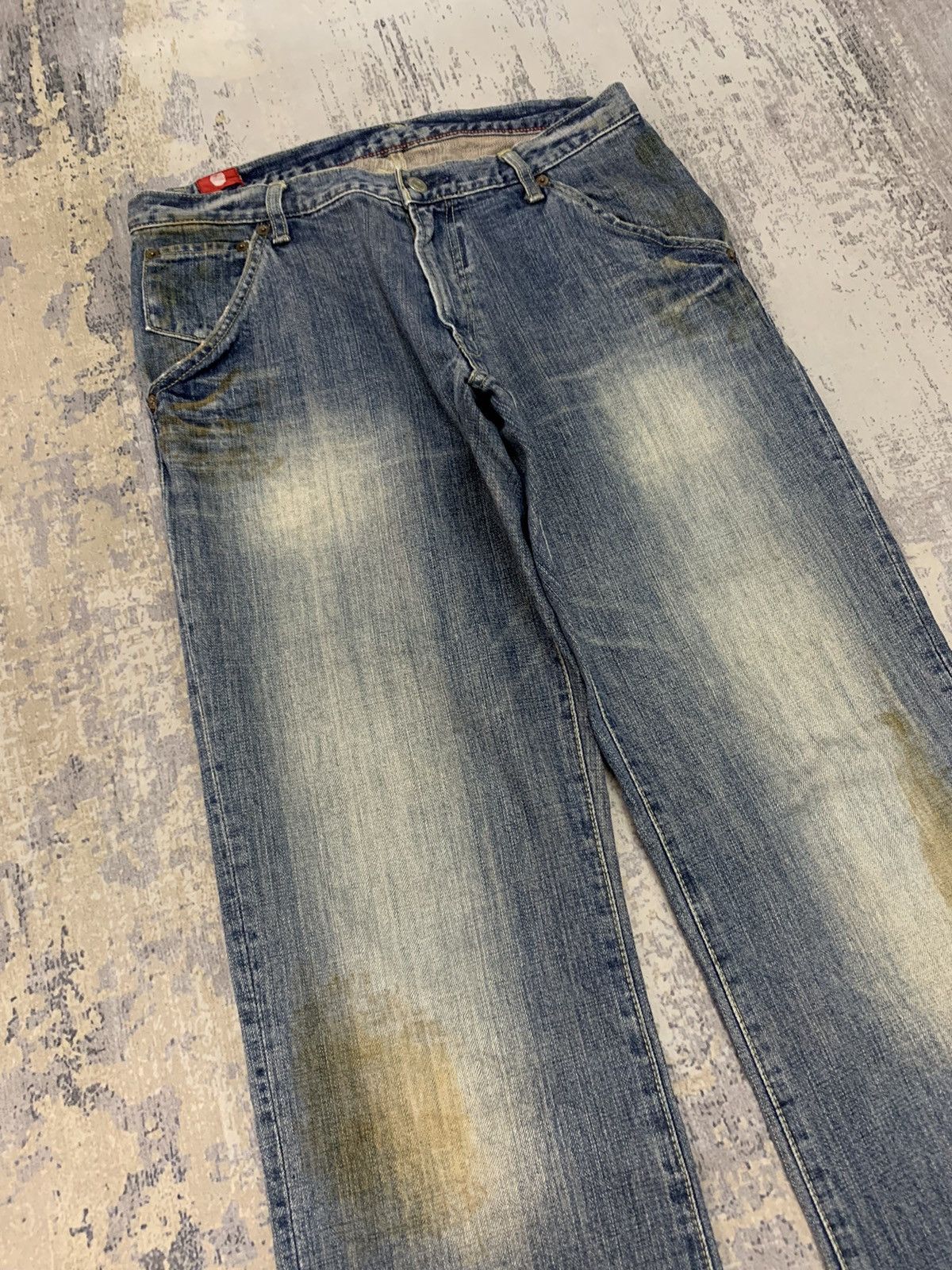 Japanese Brand Vintage Blueway Japanese Mud Wash Distressed Baggy Fit Jeans Size US 32 / EU 48 - 2 Thumbnail