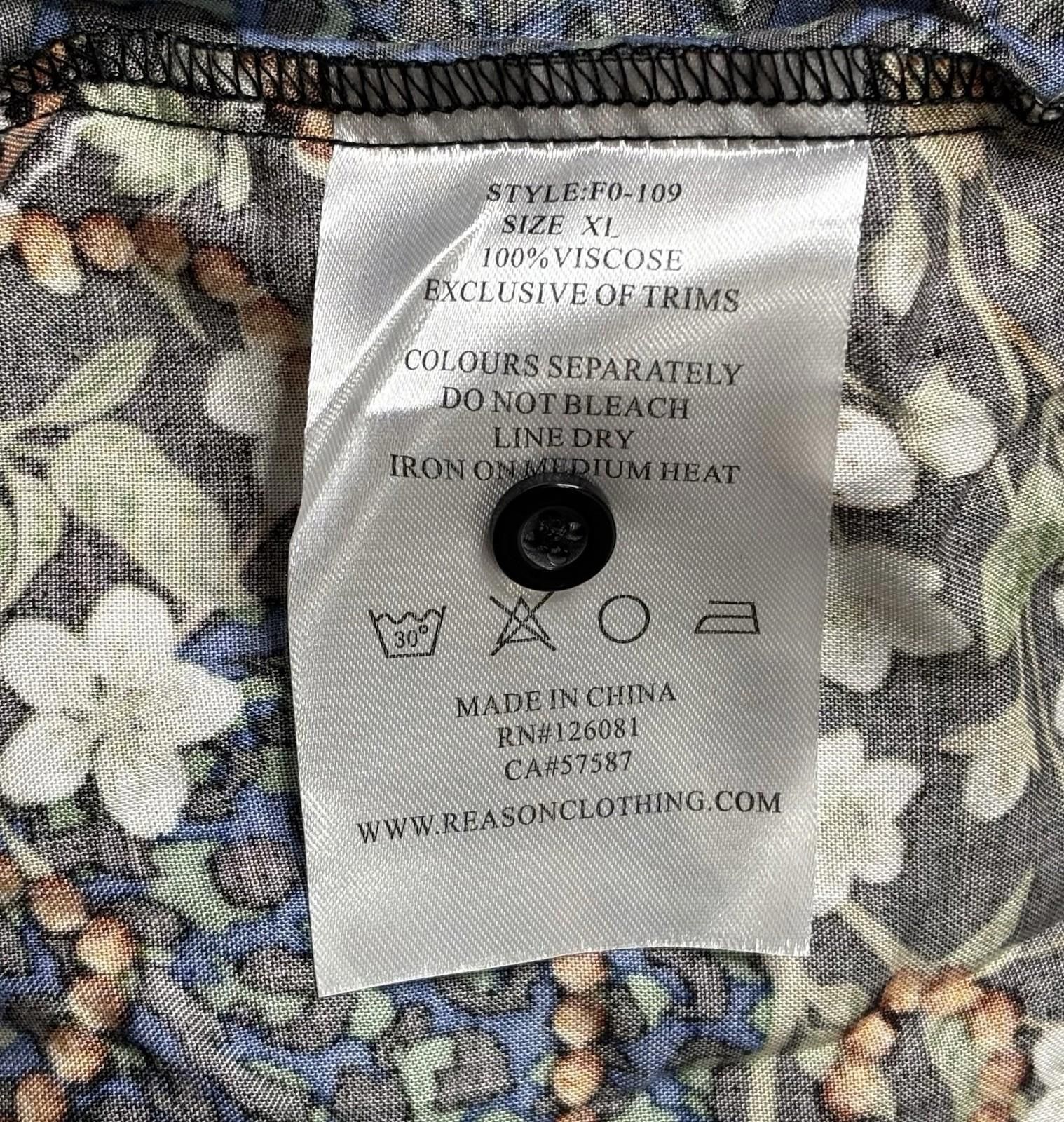 Reason Reason Shirt Men's Large Floral Abstract Butterfly Viscose Size US L / EU 52-54 / 3 - 9 Thumbnail