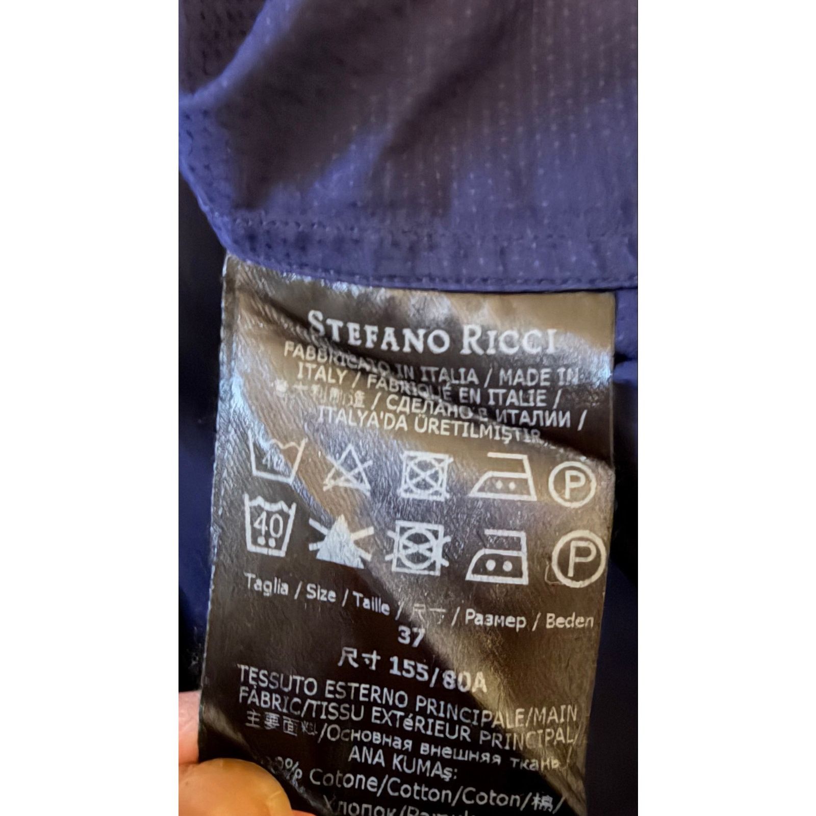 Stefano Ricci Stefano Ricci Textured Cotton Dress Shirt In Navy 46IT/36US Size US S / EU 44-46 / 1 - 11 Thumbnail