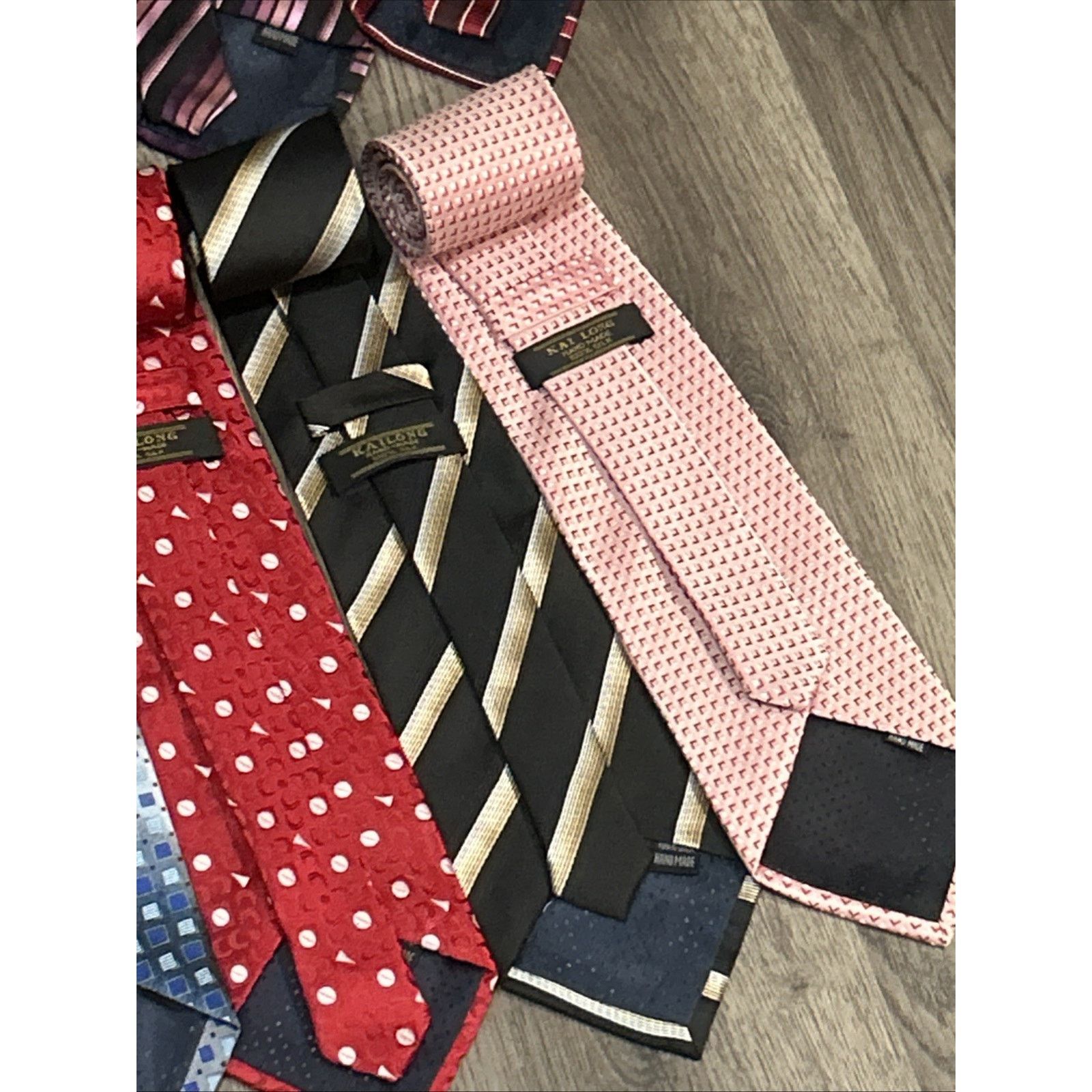 Kai Lot Of 21 Kai Long 100% Silk Ties Various Colors & Patterns Size ONE SIZE - 10 Thumbnail