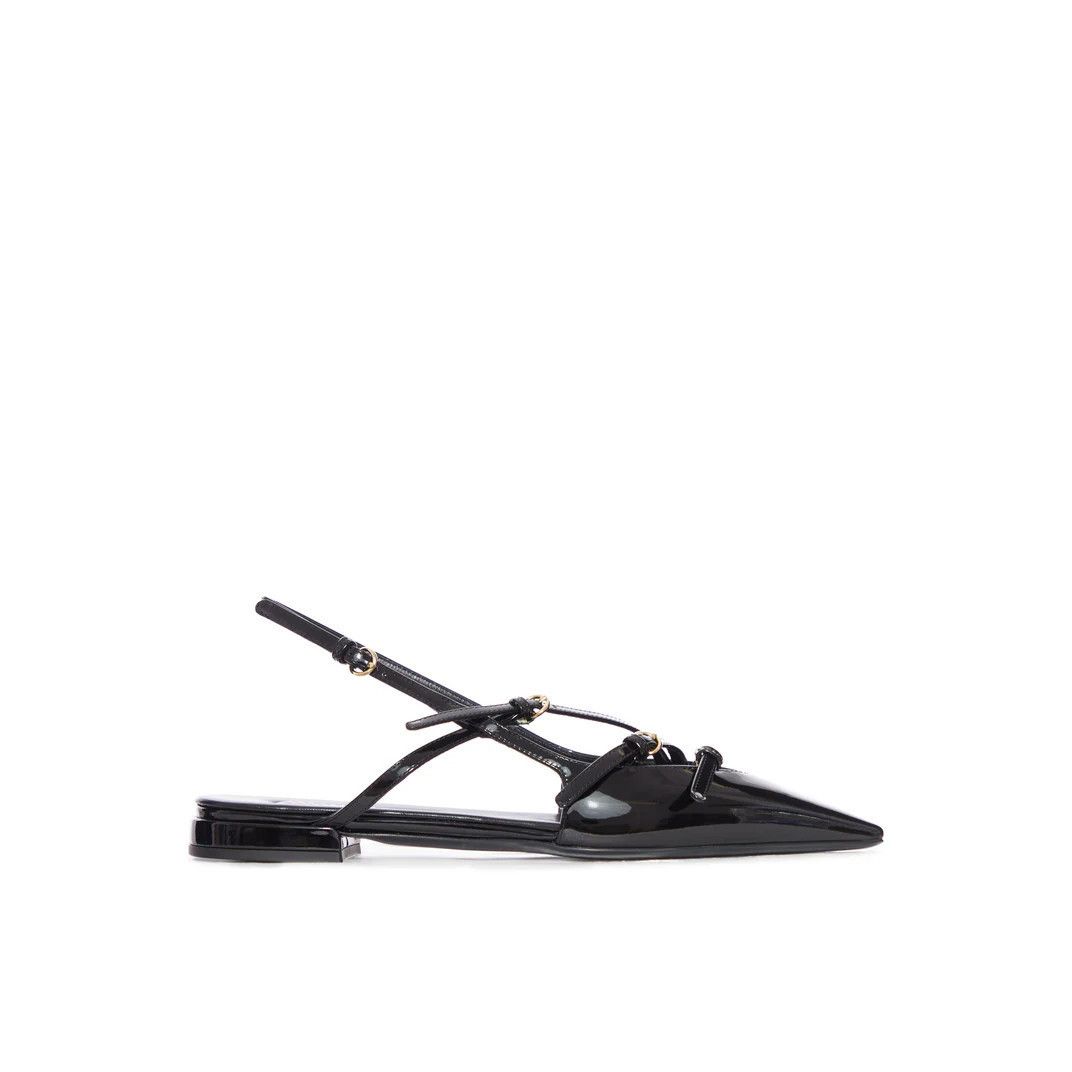 MIU MIU Black Leather Buckle Flats New And Authentic (Women'
