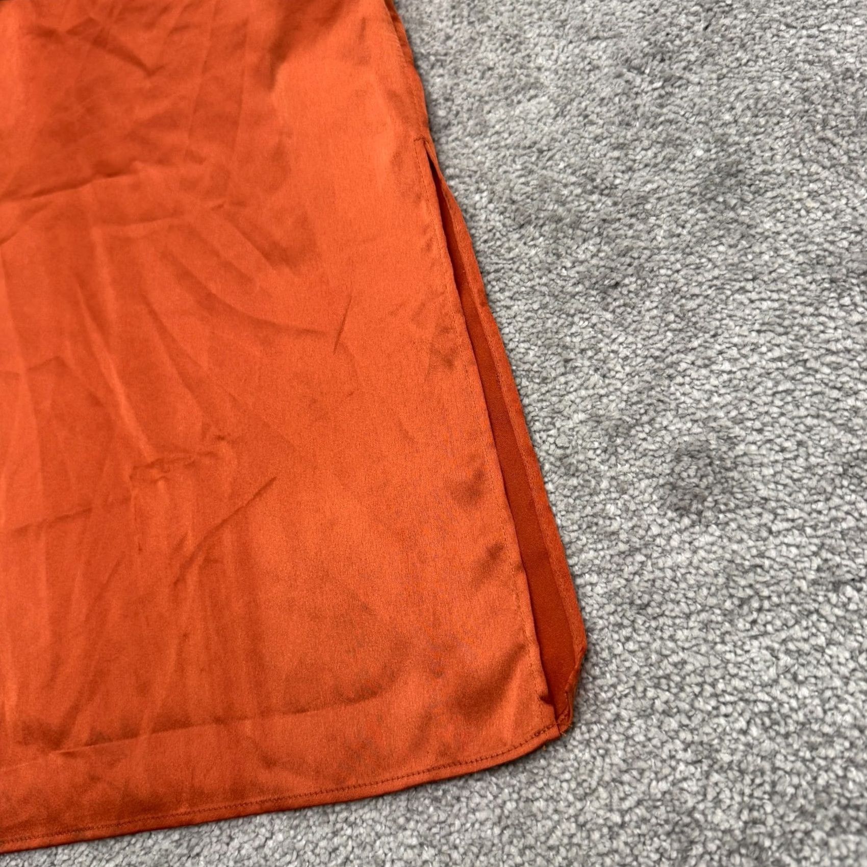 Missguided Missguided Satin Cowl Cami Midi Slip Dress Womens 14 Rust Orange Spaghetti NWT Size XL / US 12-14 / IT 48-50 - 6 Thumbnail