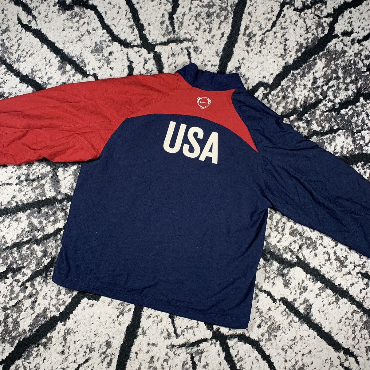 Nike × Vintage Vintage 90’s Nike USA Big Logo Football Zip Jacket Rare Size US XL / EU 56 / 4 - 1 Thumbnail
