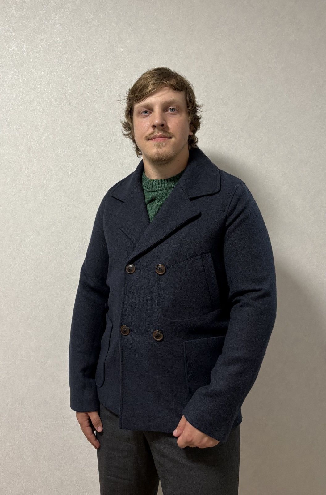 Folk Folk Double-breasted Pea Coat Dark Blue Sz: 3/M Front Pocket Size US M / EU 48-50 / 2 - 1 Thumbnail