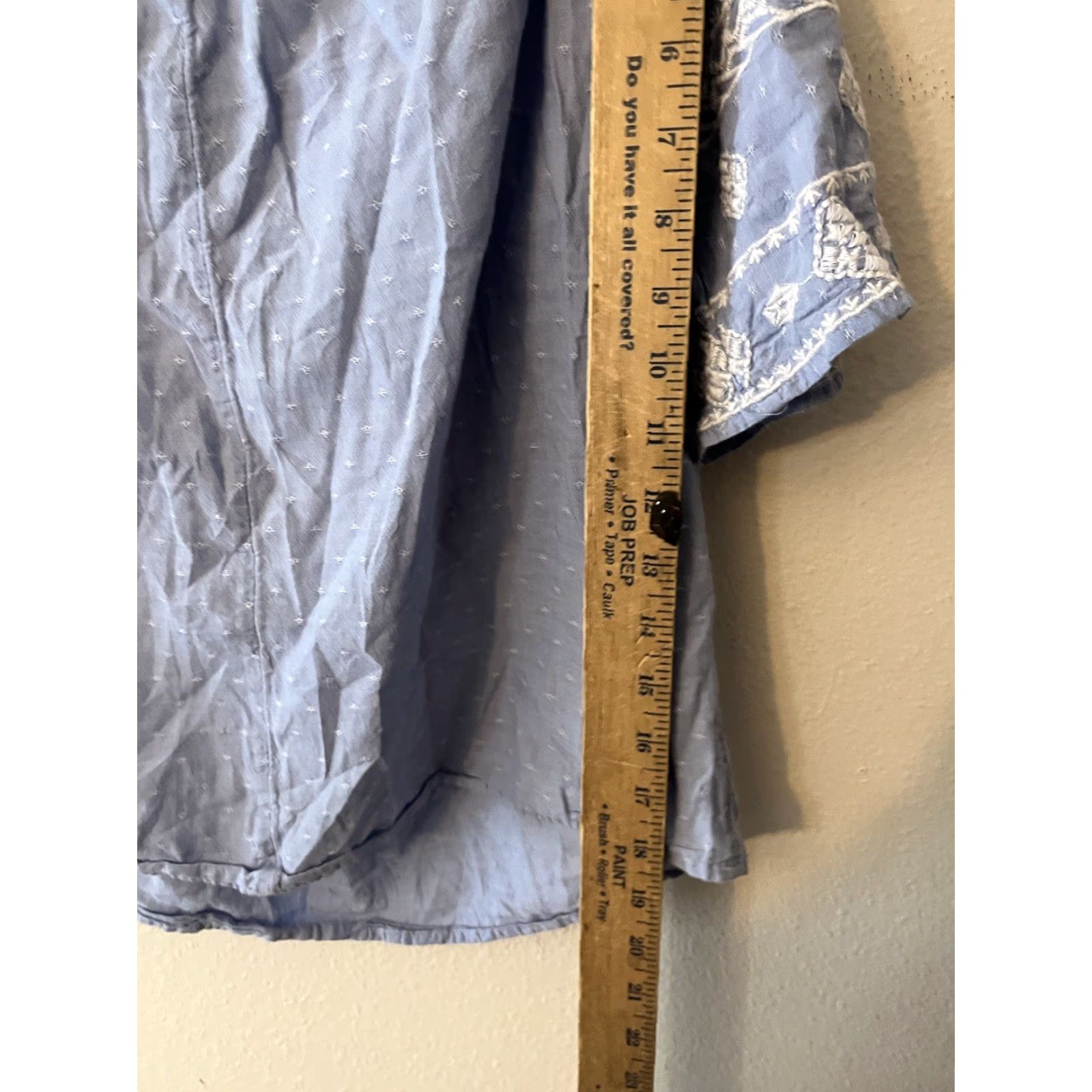 Old Navy Old Navy Shirt Womens Small Light Blue Summer Off Shoulder White Embroidery Top Size S / US 4 / IT 40 - 5 Thumbnail