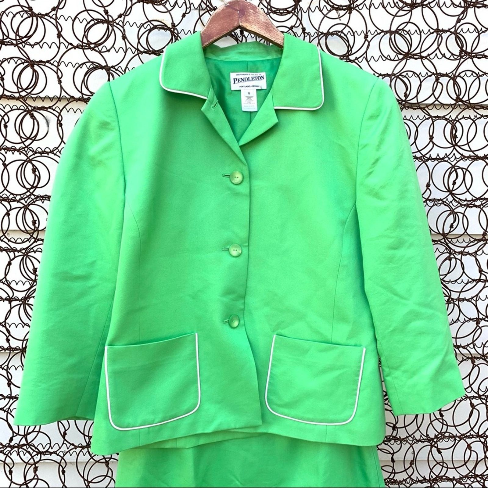 Pendleton Pendleton skirt blazer set green silk blend size 6 Size 28" / US 6 / IT 42 - 2 Thumbnail
