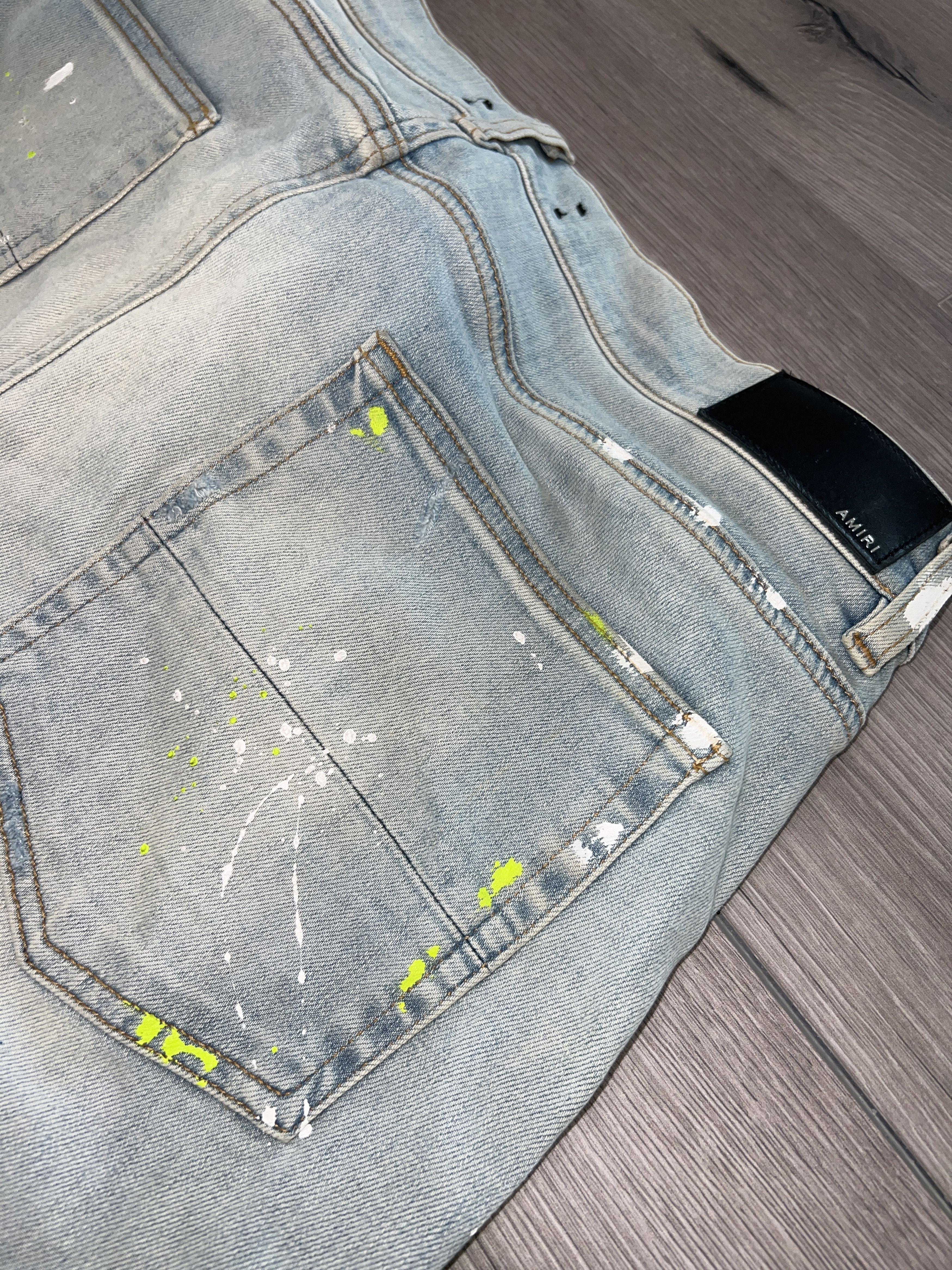 Amiri Broken Painter Distressed Track Denim Neon Size US 38 / EU 54 - 6 Thumbnail