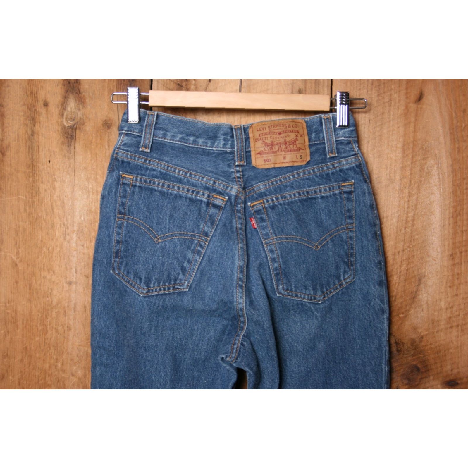 Levi's VINTAGE Levi's 501 Jeans Women 24x30 Blue Denim Cotton Regular Short 5 Button Seams 501 Model Womens Jeans Size 42" / US 20 - 4 Thumbnail
