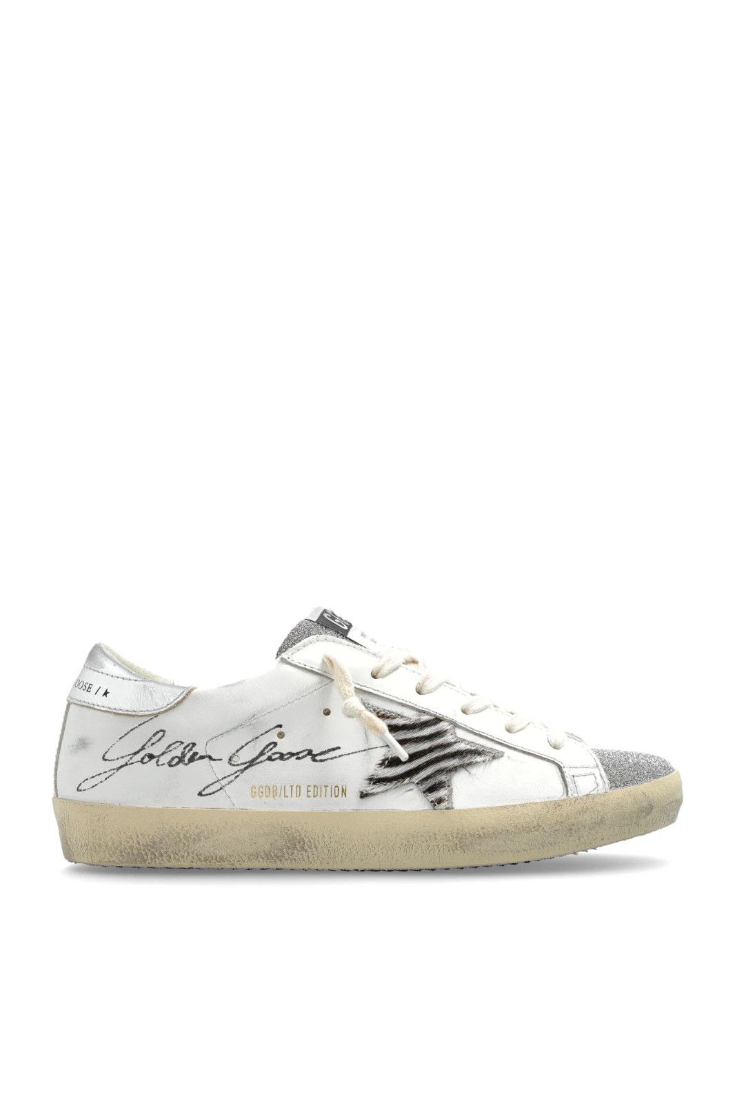 GG Super-Star Women's White/Silver Glitter Sneakers