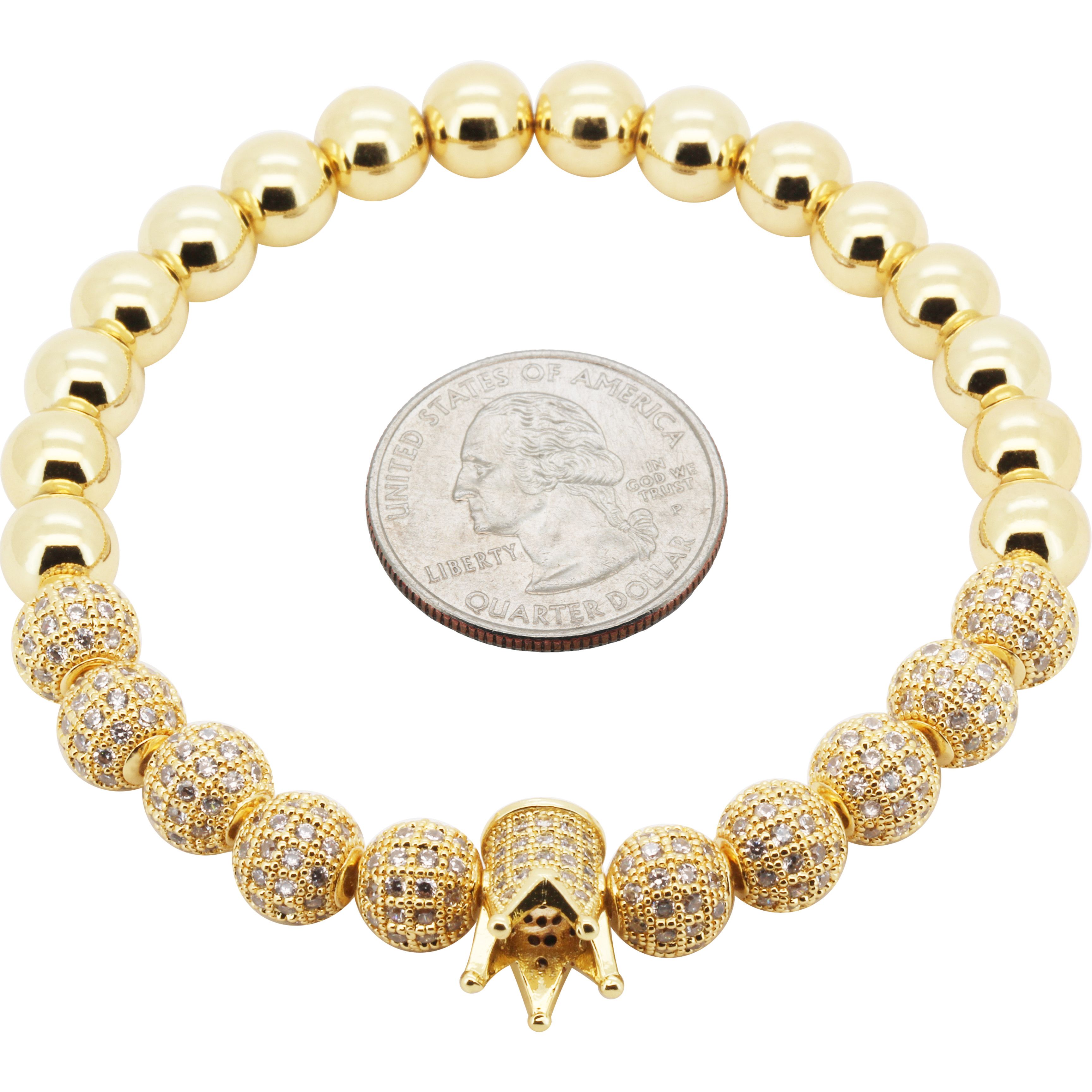 Other 14k GP AAA CZ 8mm Disco Ball Crown Stretch Bracelet 8" Size ONE SIZE - 1 Preview