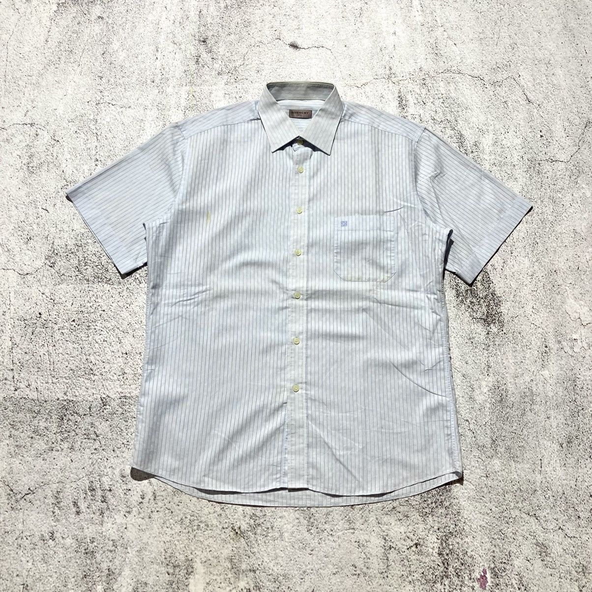 Givenchy 1990s Vintage Givenchy Men Stripe Pocket Shirt Blue Luxury Size US XL / EU 56 / 4 - 1 Thumbnail