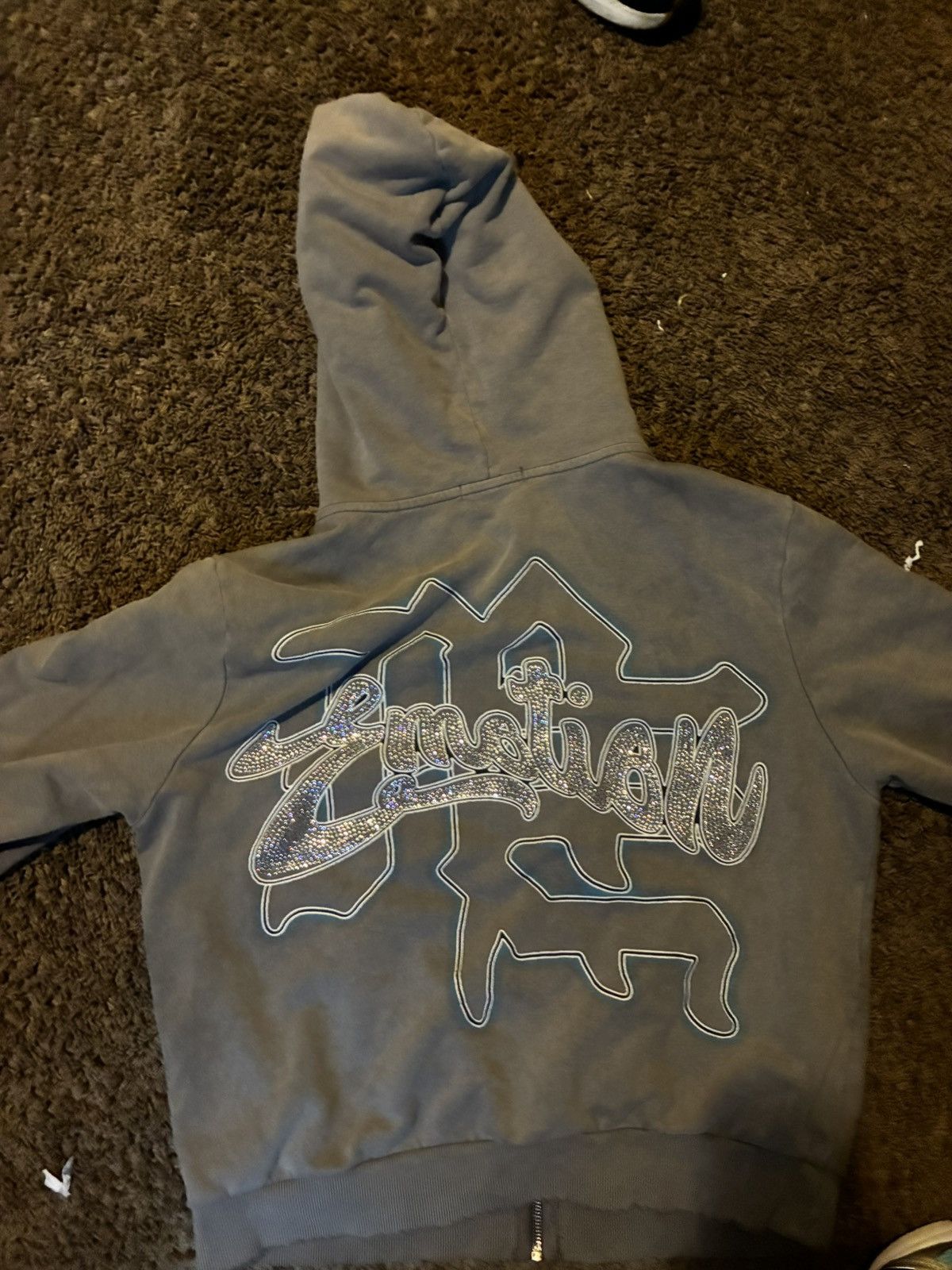 Other Mixed emotion grey rhinestone hoodie Size US S / EU 44-46 / 1 - 5 Thumbnail