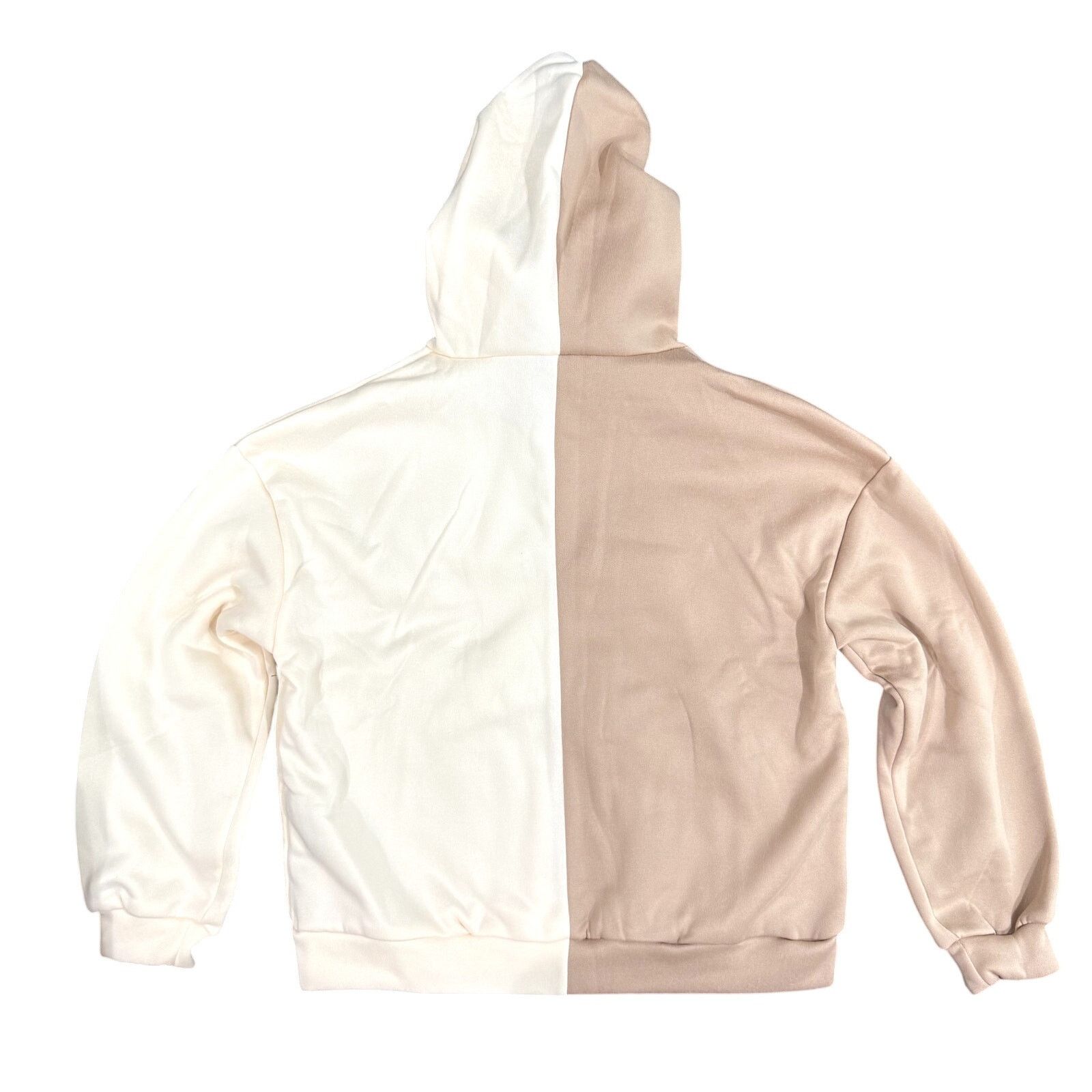 Shein Woman's Two-Tone Hoodie in Cream/Brown, Size M Size M / US 6-8 / IT 42-44 - 2 Thumbnail
