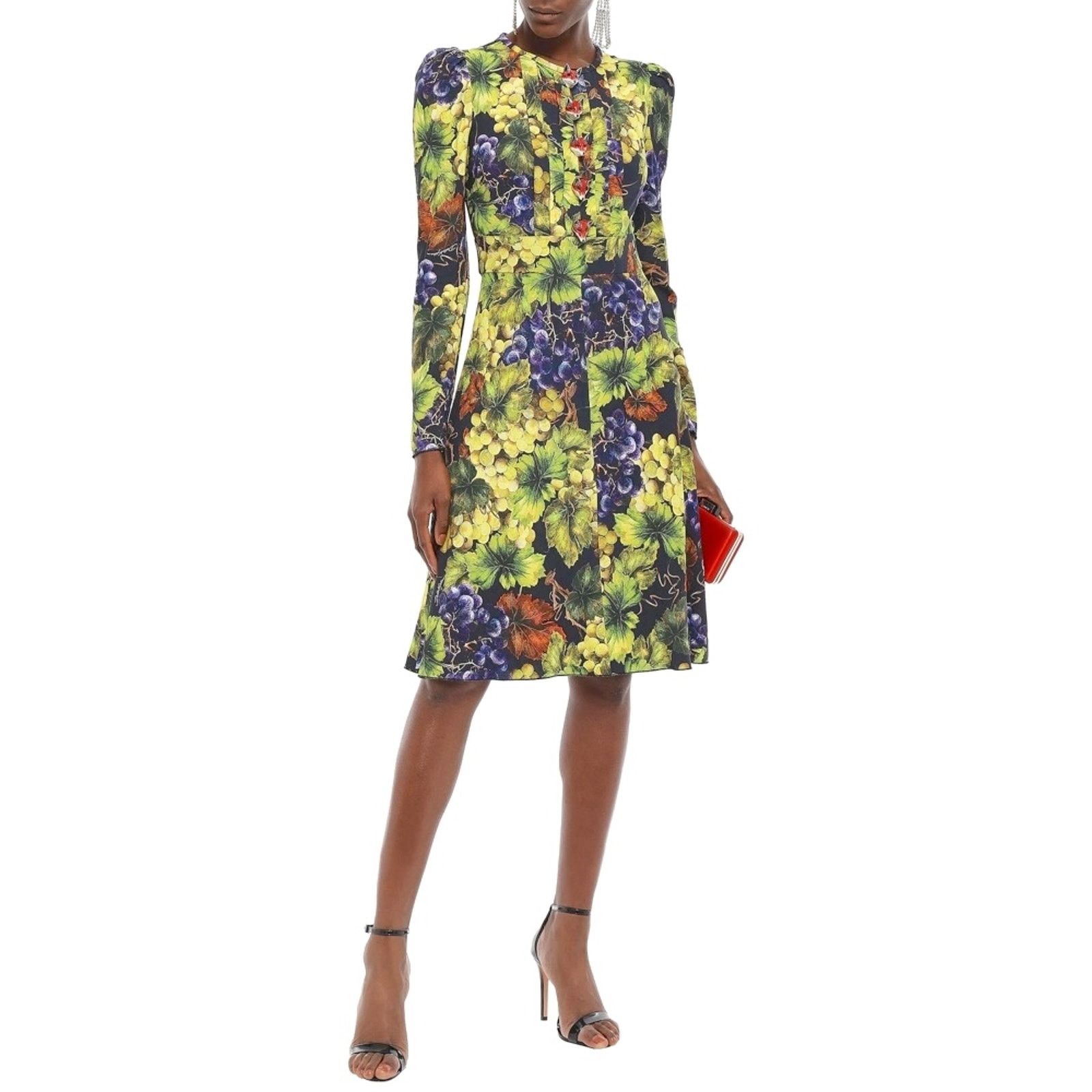 Dolce & Gabbana Dolce & Gabbana Grape Print Embellished Dress Yellow IT 42 Size M / US 6-8 / IT 42-44 - 4 Thumbnail