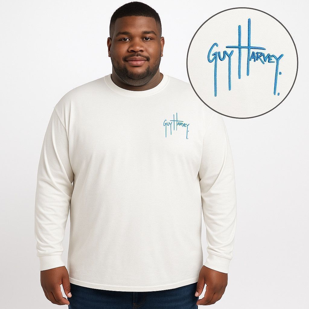 Guy Harvey Men's Guy Harvey Long Sleeve T-Shirt Size 2XL White Size US XL / EU 56 / 4 - 1 Thumbnail