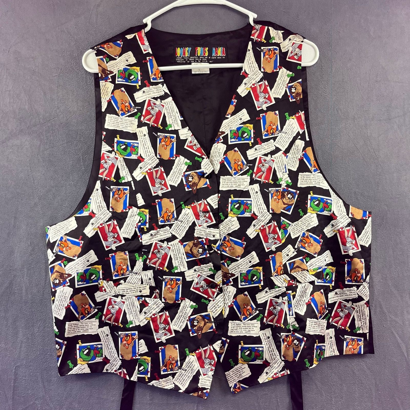 Warner Bros Vintage 100% Silk Looney Tunes Vest Men's Large Western USA Size US L / EU 52-54 / 3 - 1 Thumbnail