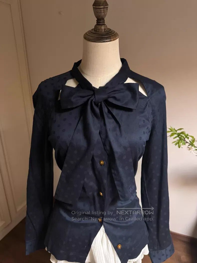 Vivienne Westwood Vivienne Westwood Satin Waterdrop Polka Dot Dark Blue Bow Size M / US 6-8 / IT 42-44 - 1 Thumbnail